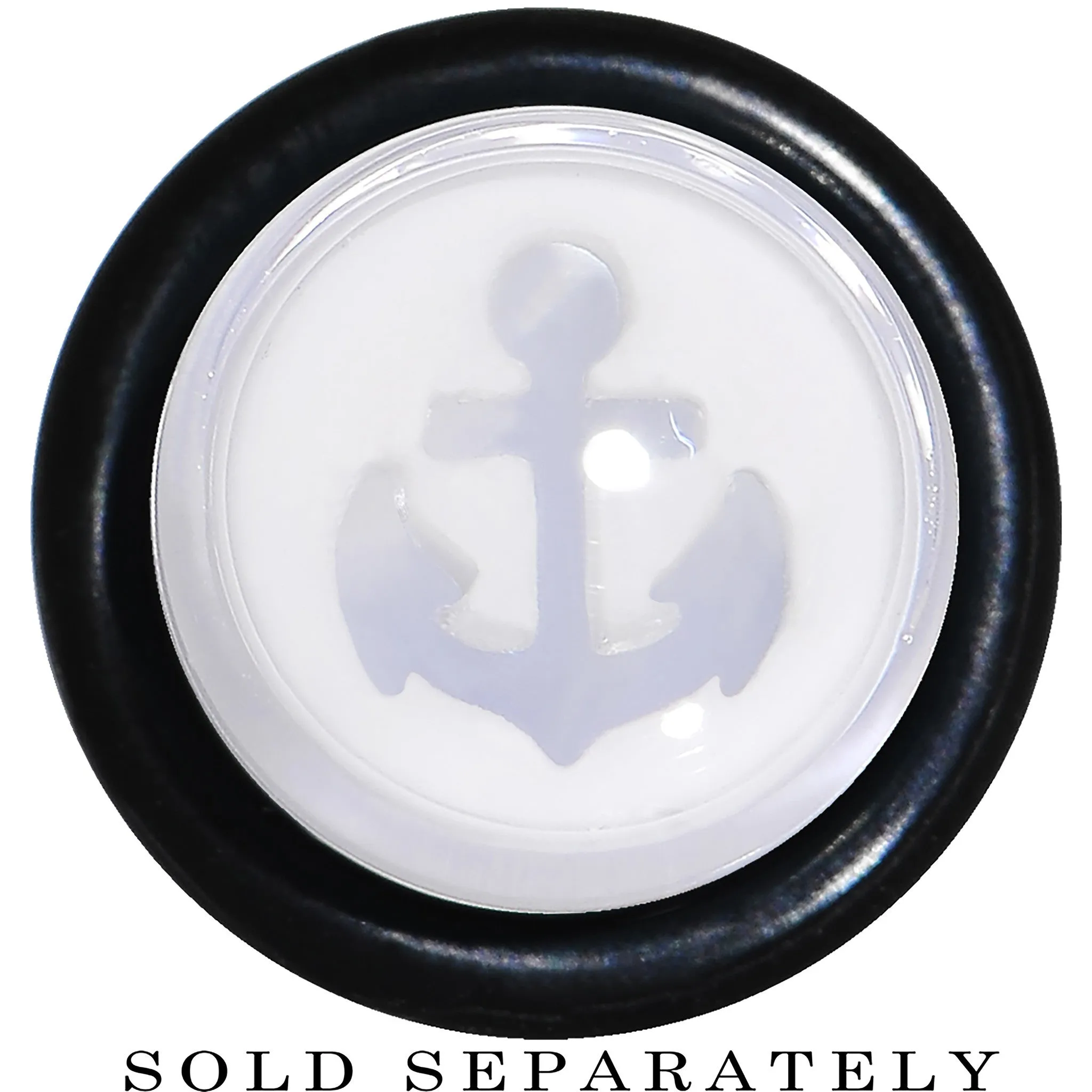00 Gauge Clear White Acrylic Set Sail Nautical Anchor Taper