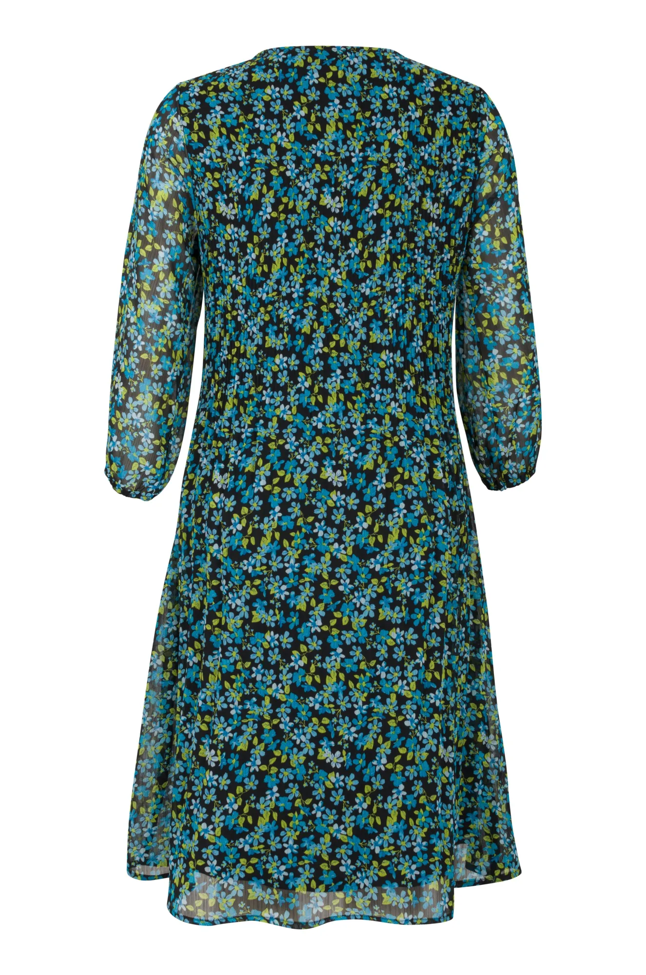 100% Polyester Fine Pleat Dress | Lagoon Daisy | 8572AR