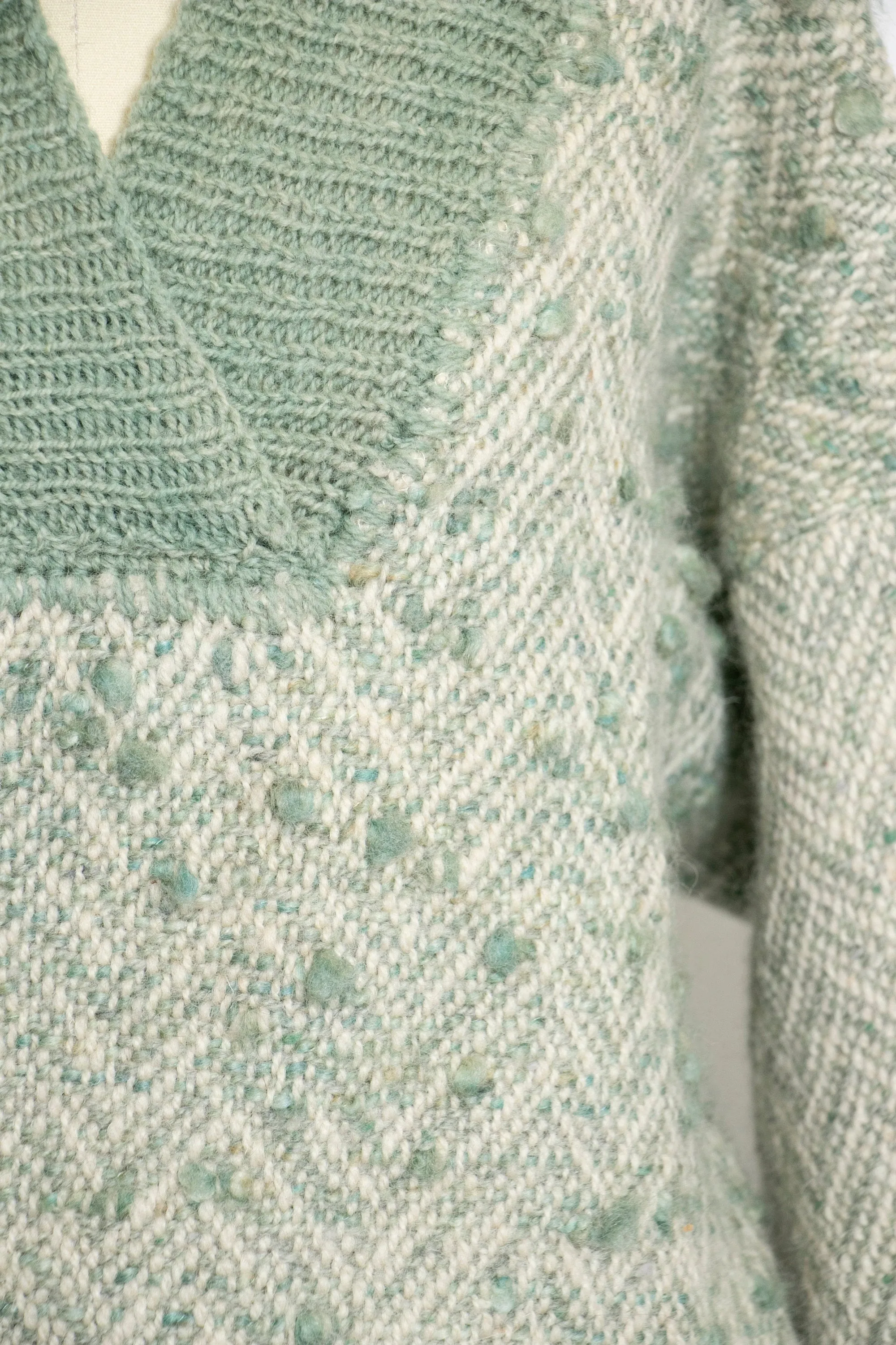 1970s Wool Sweater Sage Green Oversized Knit L