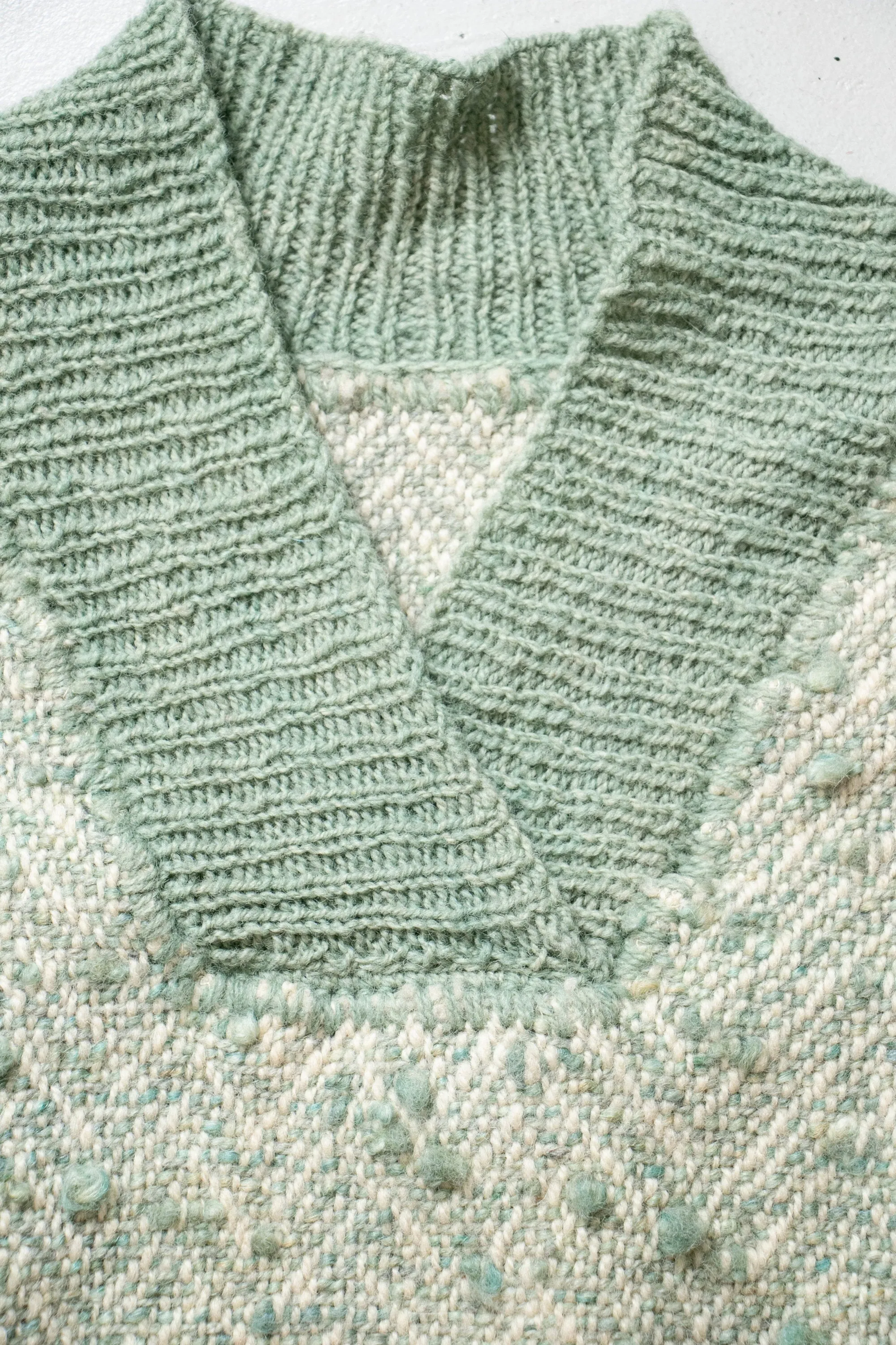 1970s Wool Sweater Sage Green Oversized Knit L