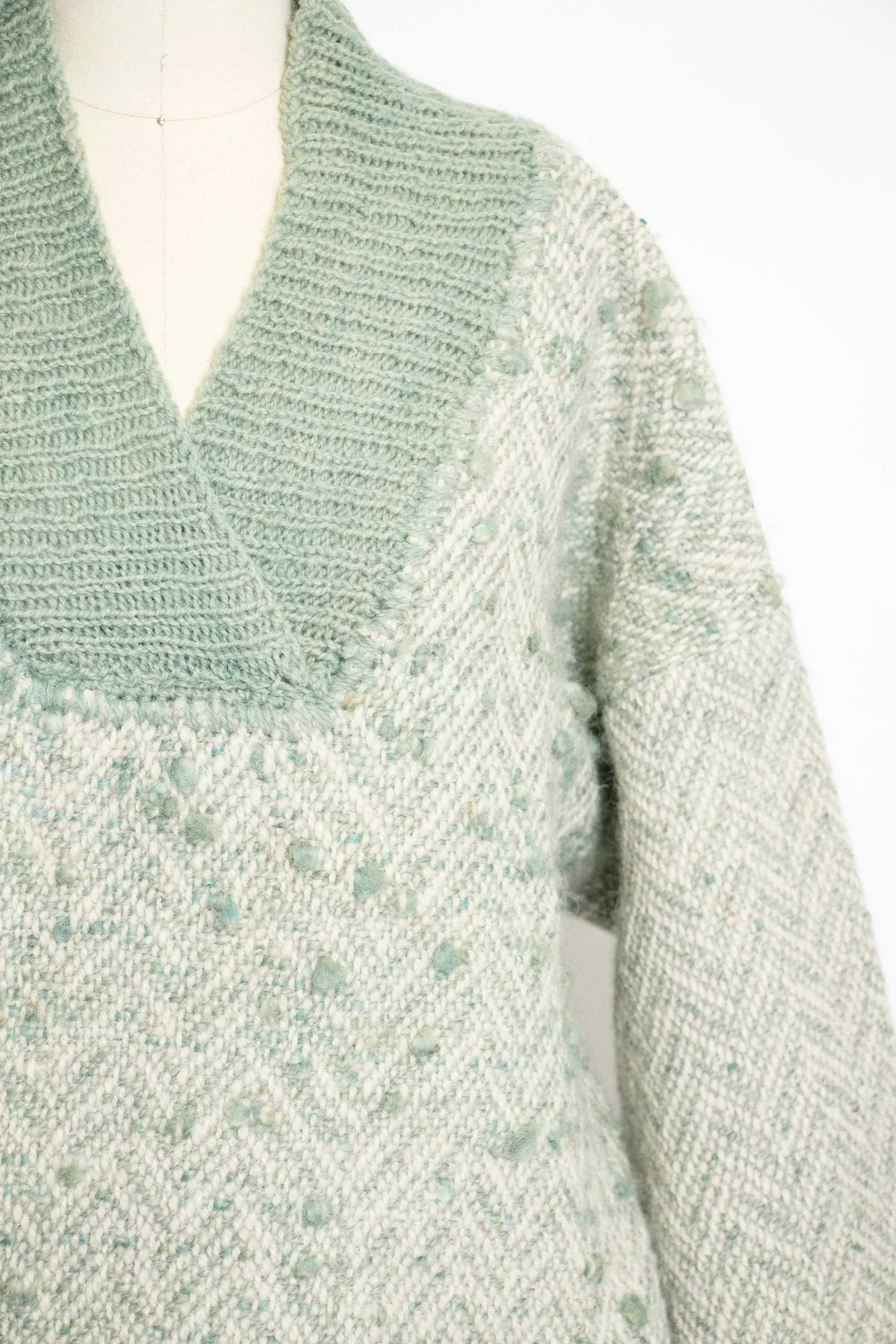 1970s Wool Sweater Sage Green Oversized Knit L