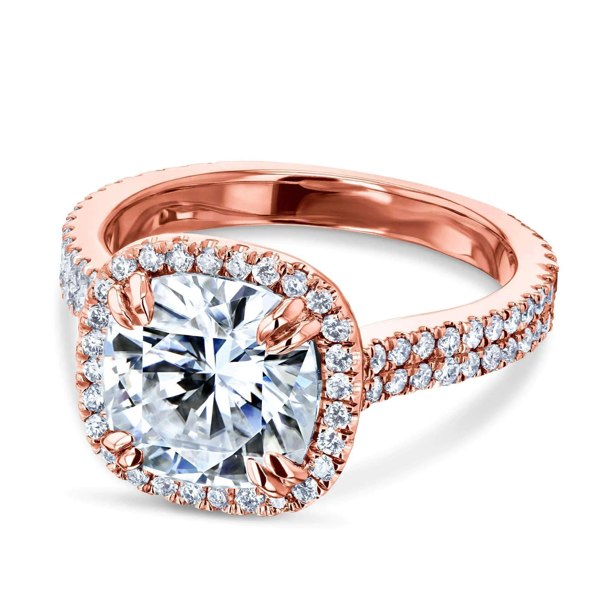 2.8ct Moissanite Ring & Diamond Head Halo 14k Gold