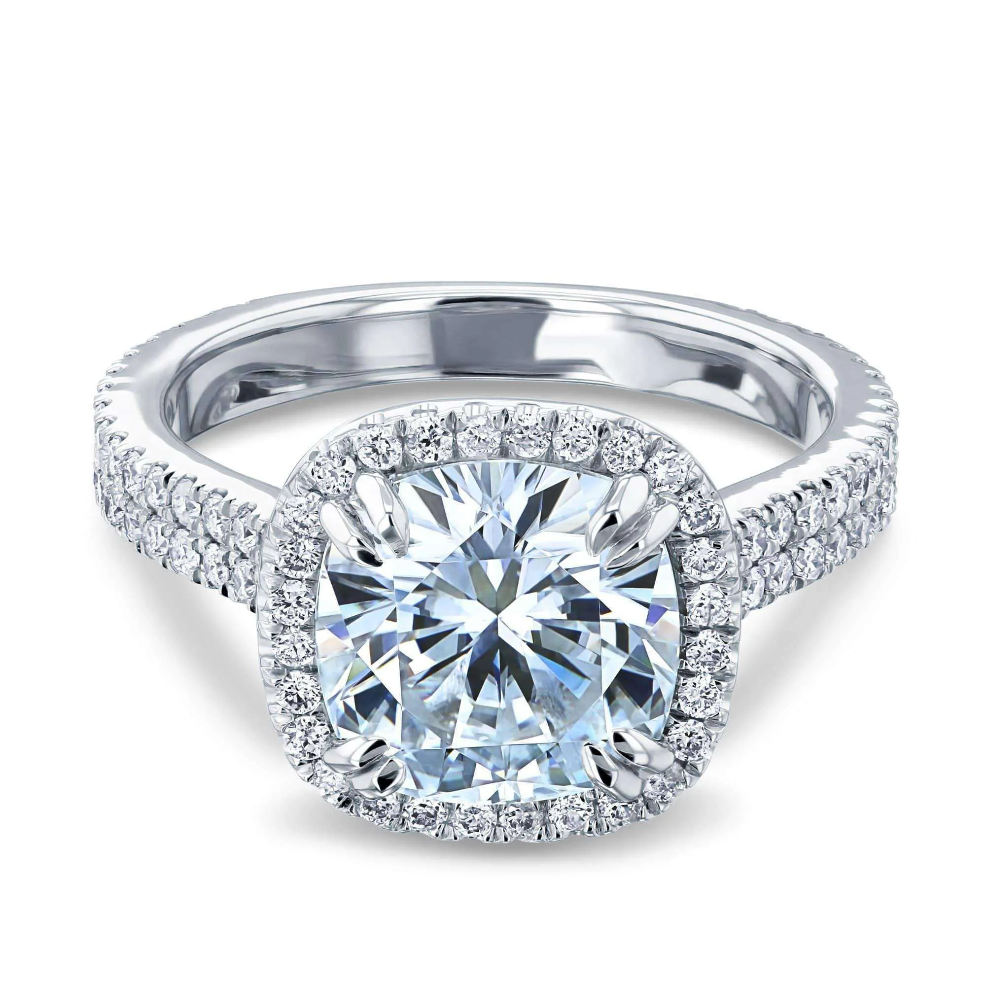 2.8ct Moissanite Ring & Diamond Head Halo 14k Gold