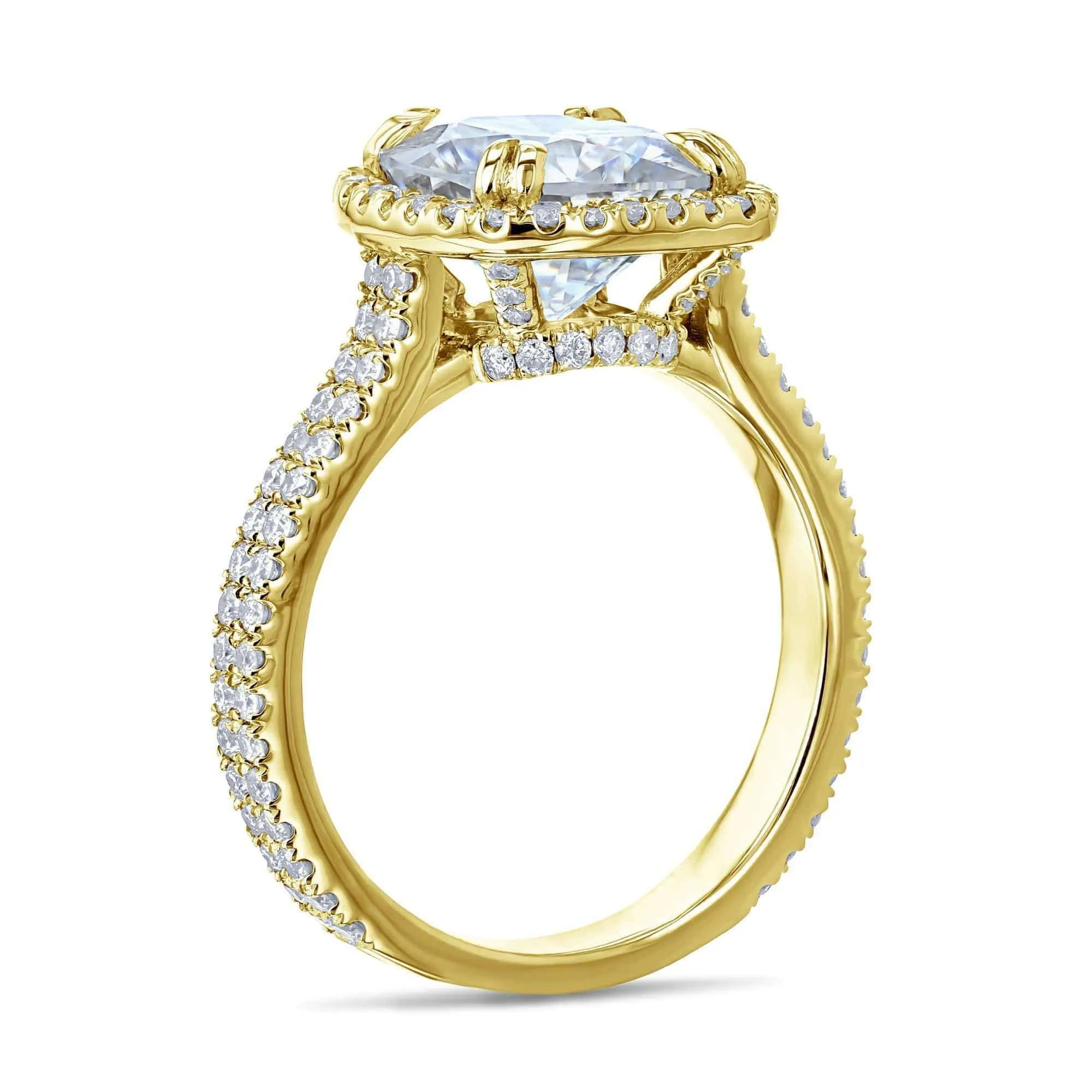 2.8ct Moissanite Ring & Diamond Head Halo 14k Gold