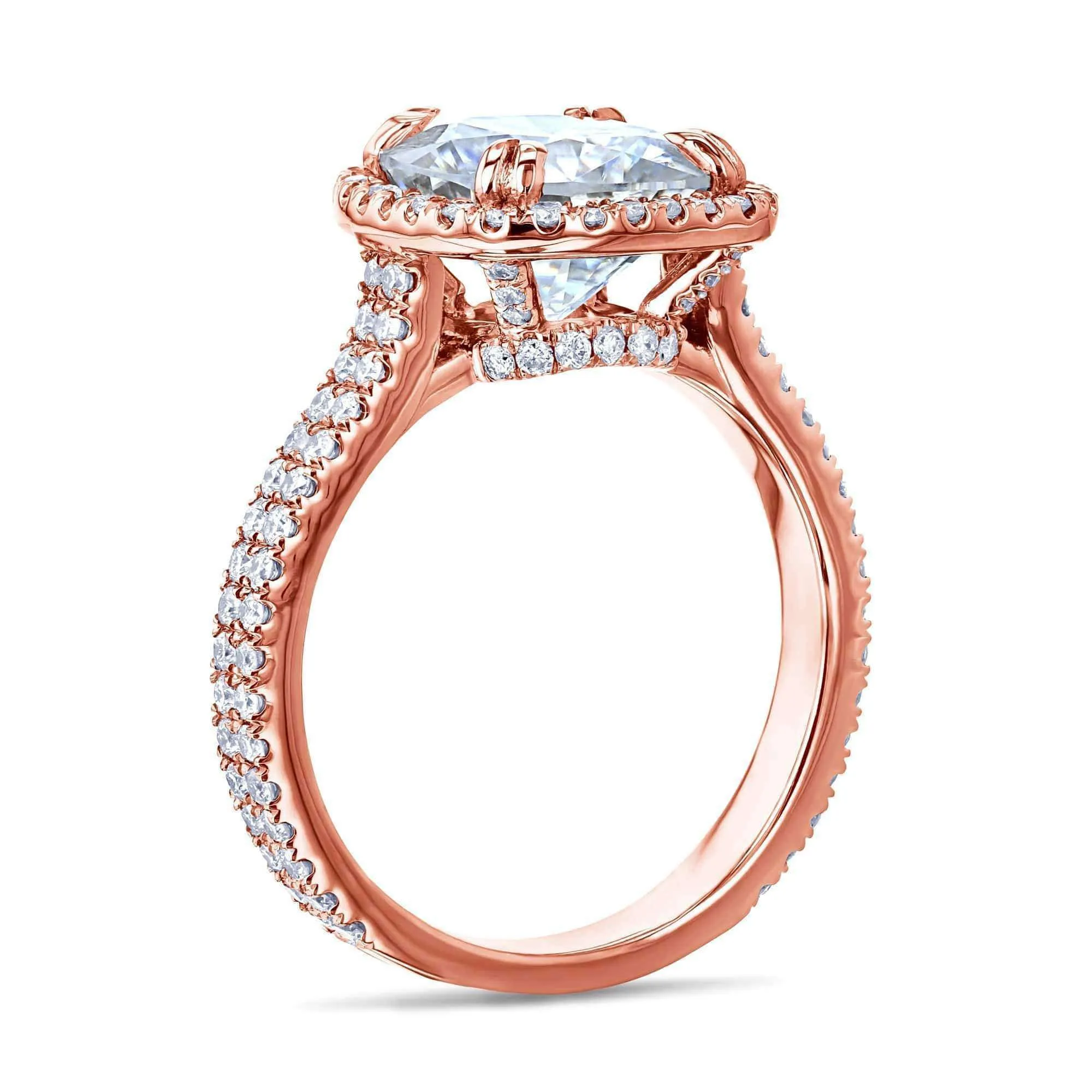2.8ct Moissanite Ring & Diamond Head Halo 14k Gold