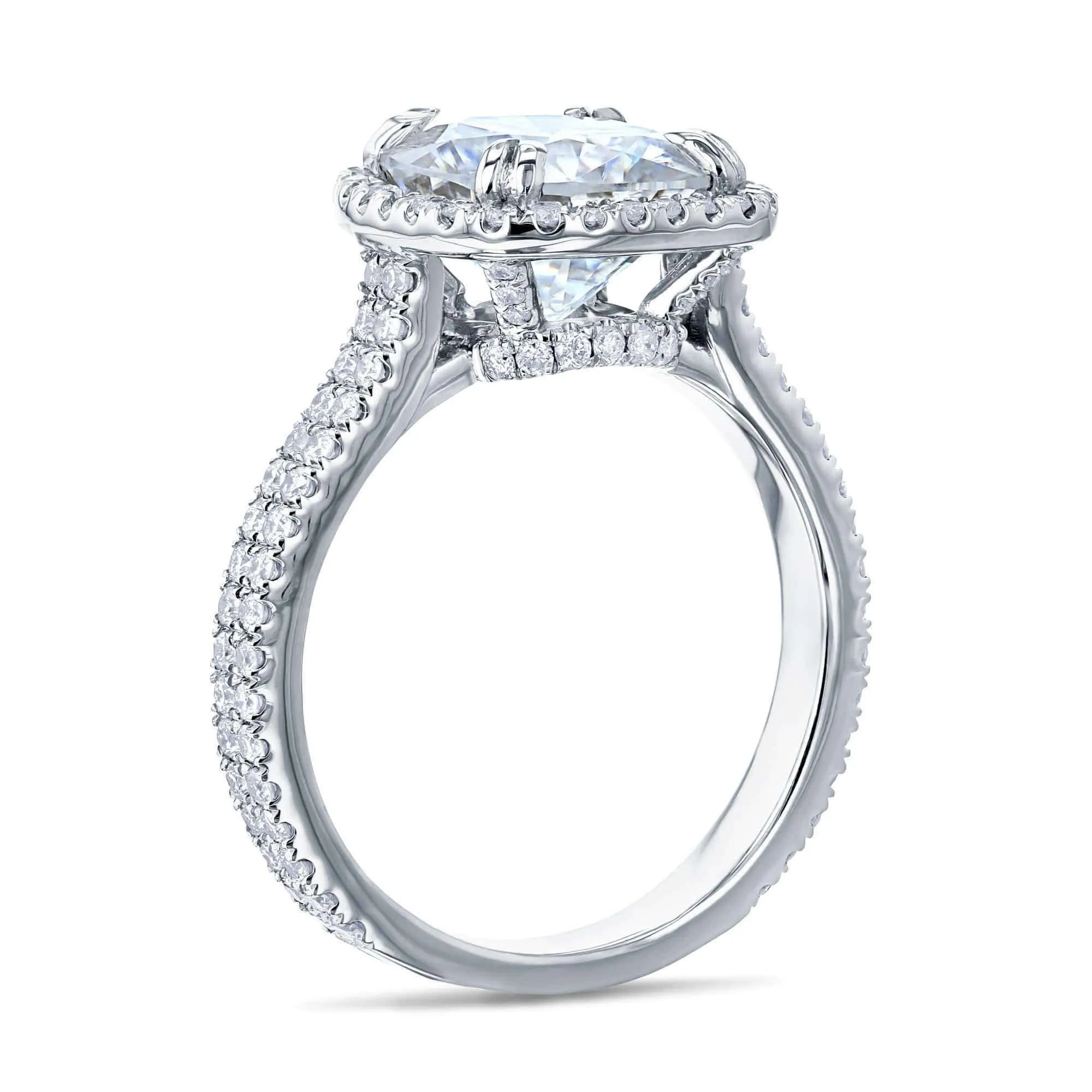 2.8ct Moissanite Ring & Diamond Head Halo 14k Gold