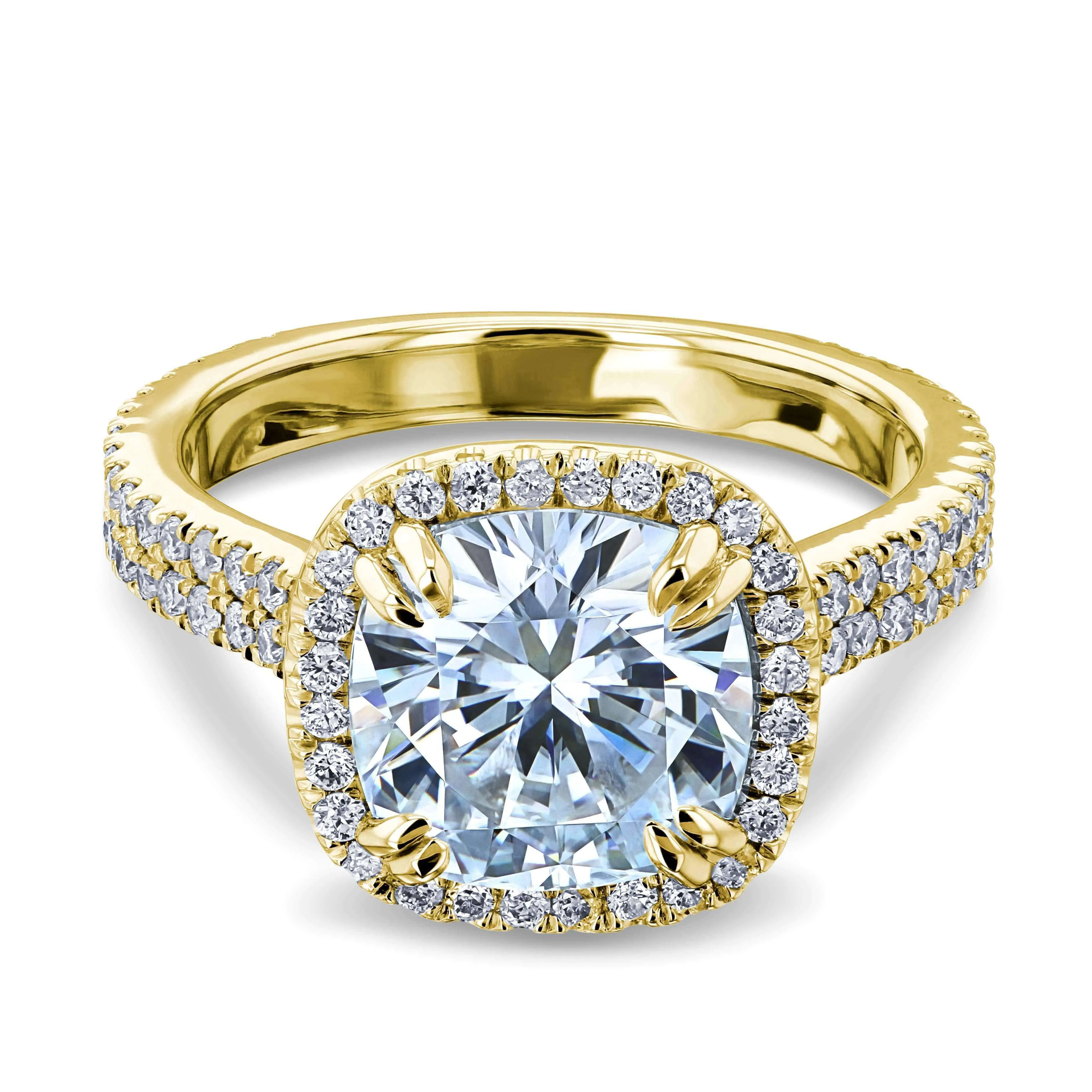 2.8ct Moissanite Ring & Diamond Head Halo 14k Gold