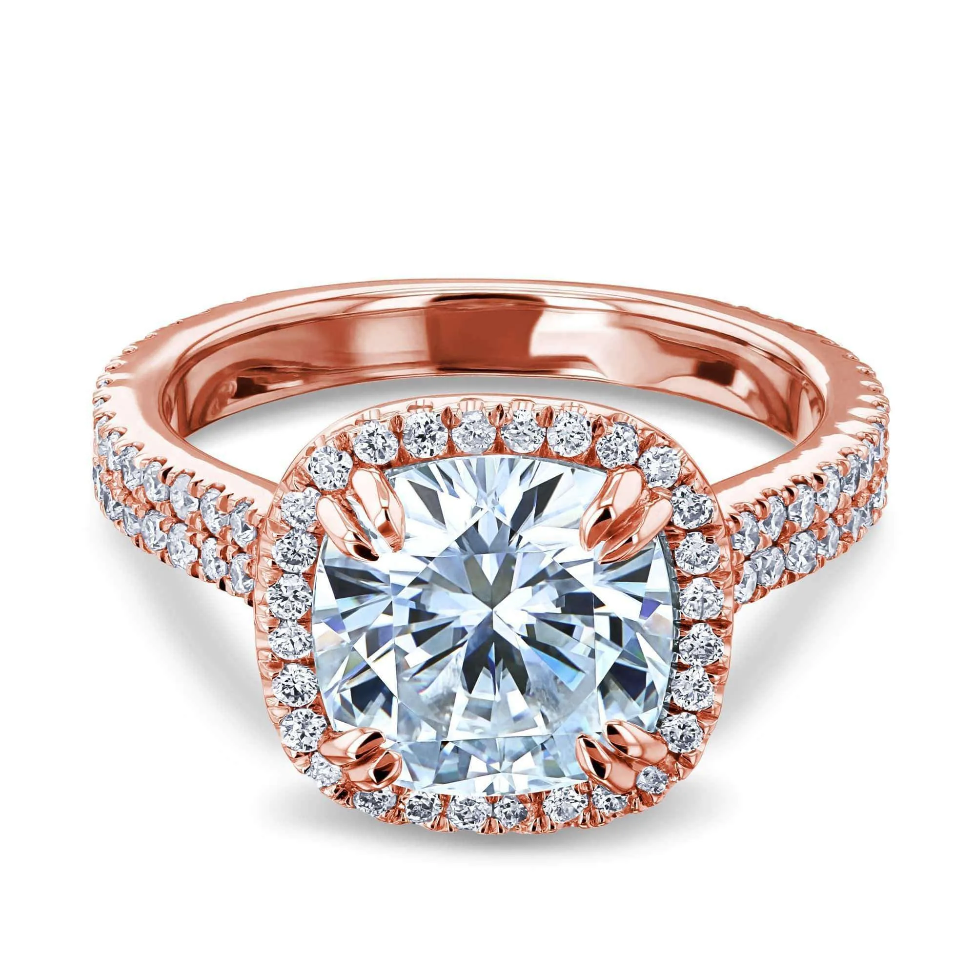 2.8ct Moissanite Ring & Diamond Head Halo 14k Gold