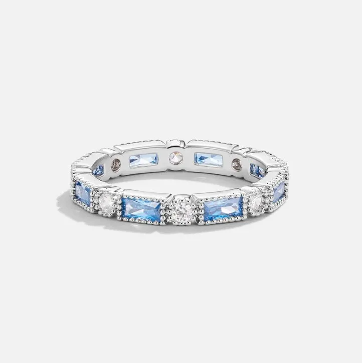 Aqua Blue Silver Ring