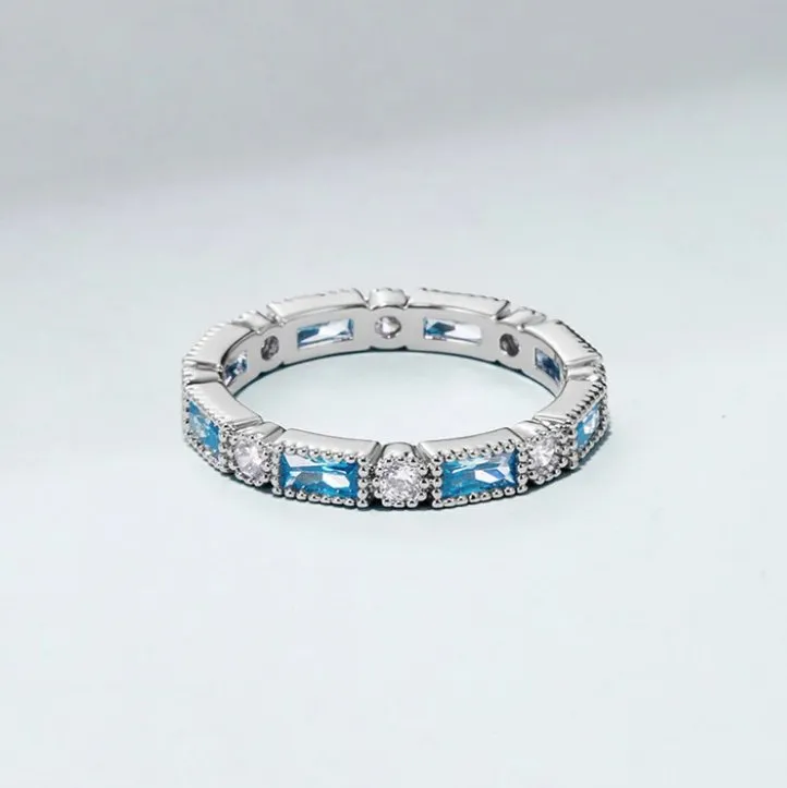 Aqua Blue Silver Ring