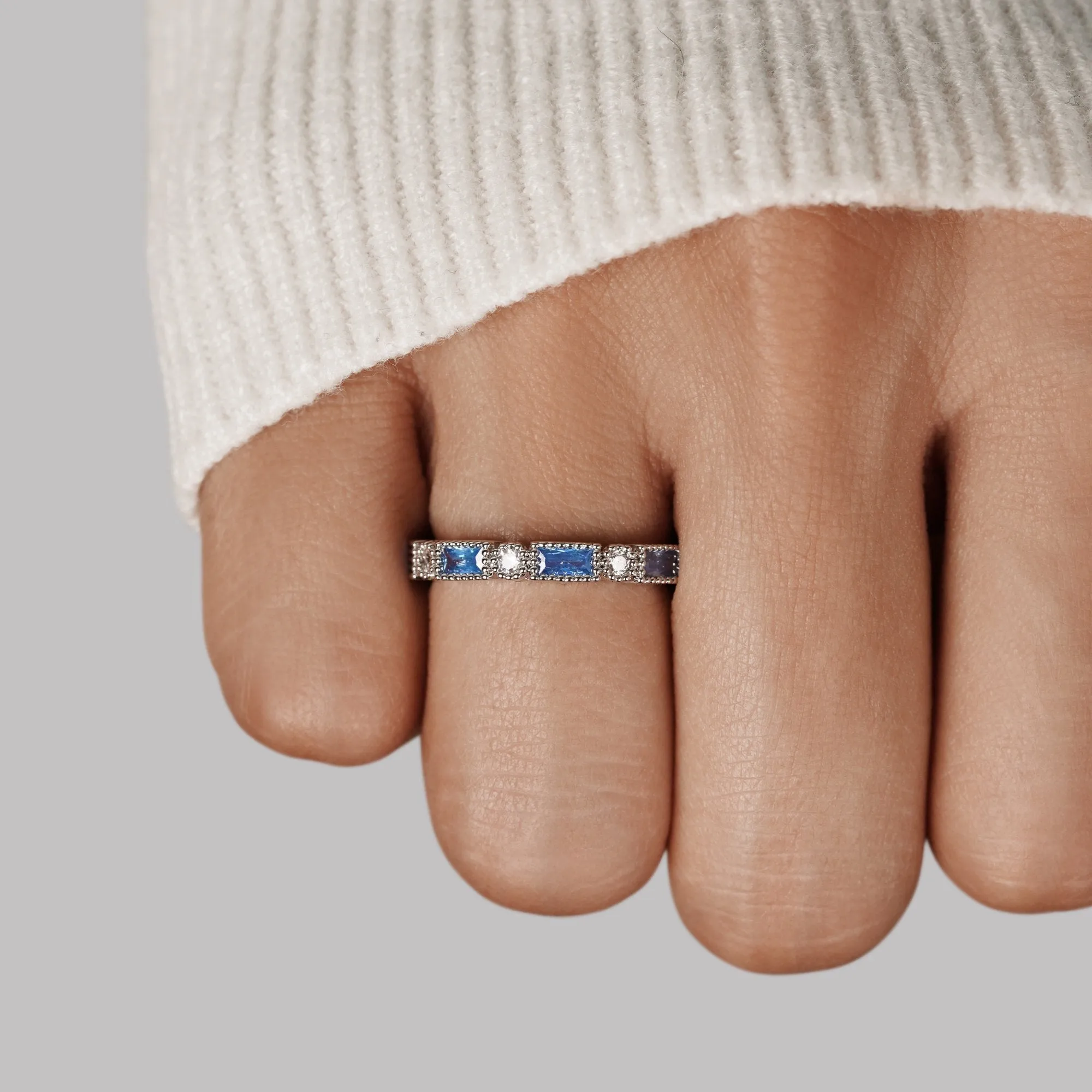 Aqua Blue Silver Ring
