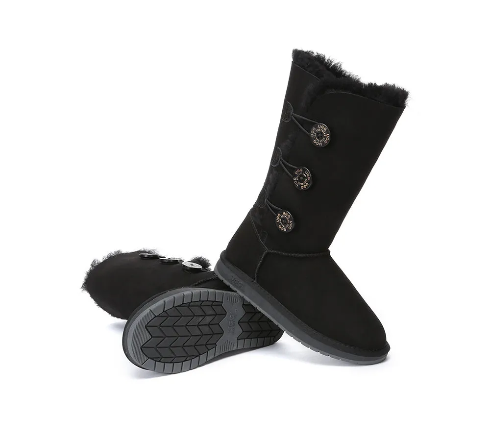 AUSTRALIAN SHEPHERD® UGG Boots Double Face Sheepskin Wool Tall Triple Button