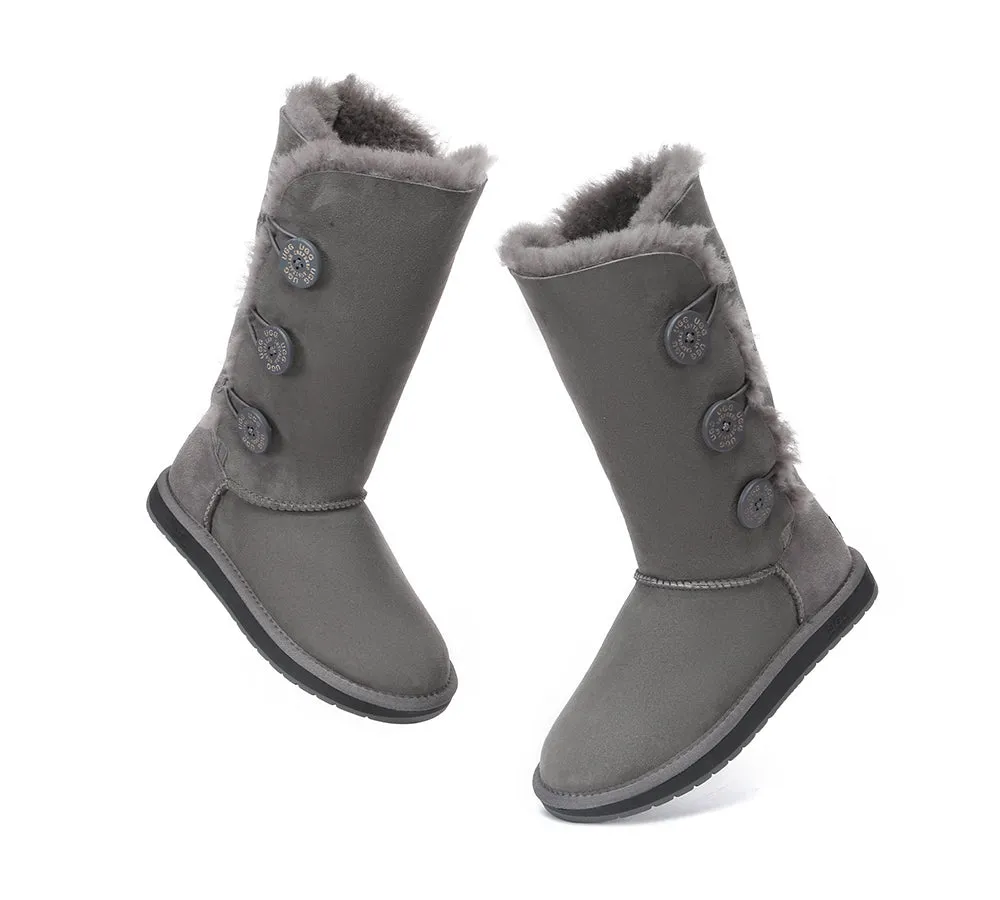 AUSTRALIAN SHEPHERD® UGG Boots Double Face Sheepskin Wool Tall Triple Button