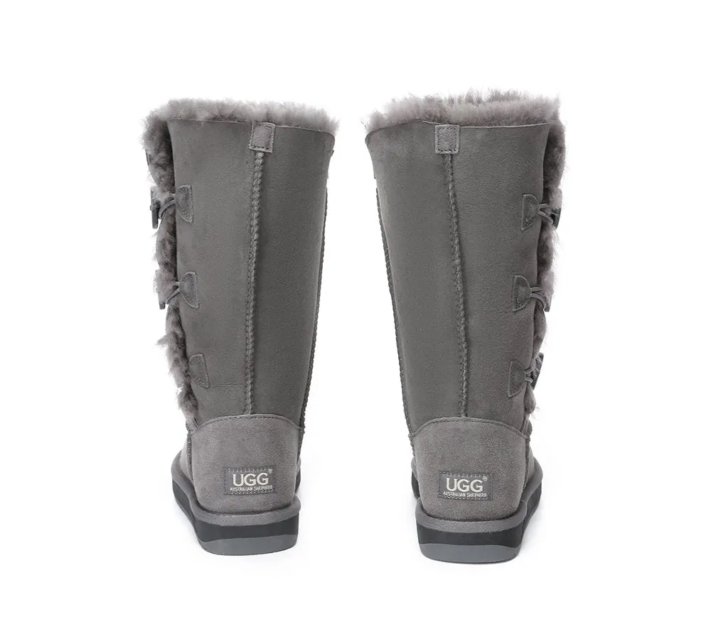 AUSTRALIAN SHEPHERD® UGG Boots Double Face Sheepskin Wool Tall Triple Button