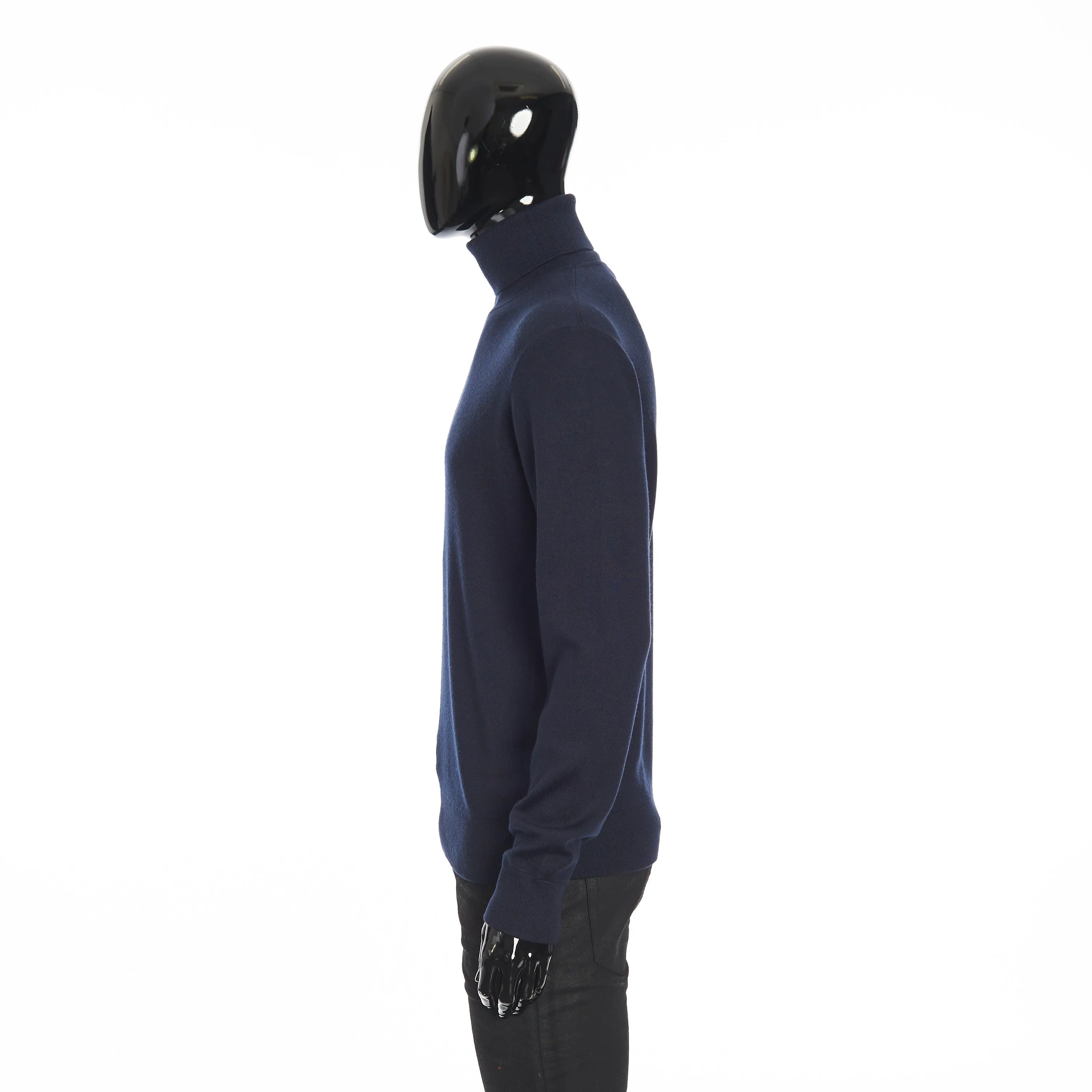 Balfour Turtleneck Sweater In Navy Blue Silk, Cashmere & Virgin Wool