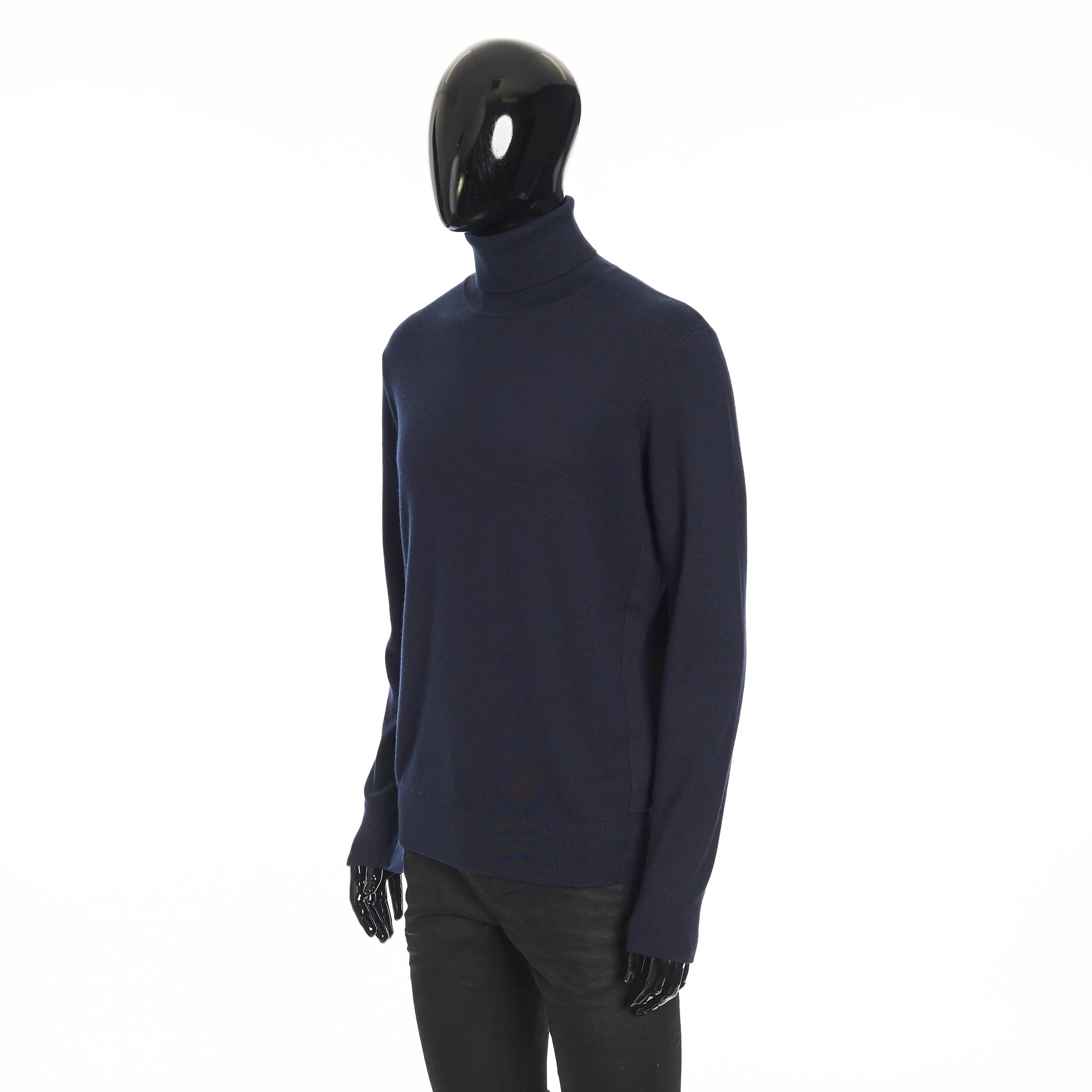 Balfour Turtleneck Sweater In Navy Blue Silk, Cashmere & Virgin Wool