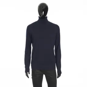 Balfour Turtleneck Sweater In Navy Blue Silk, Cashmere & Virgin Wool