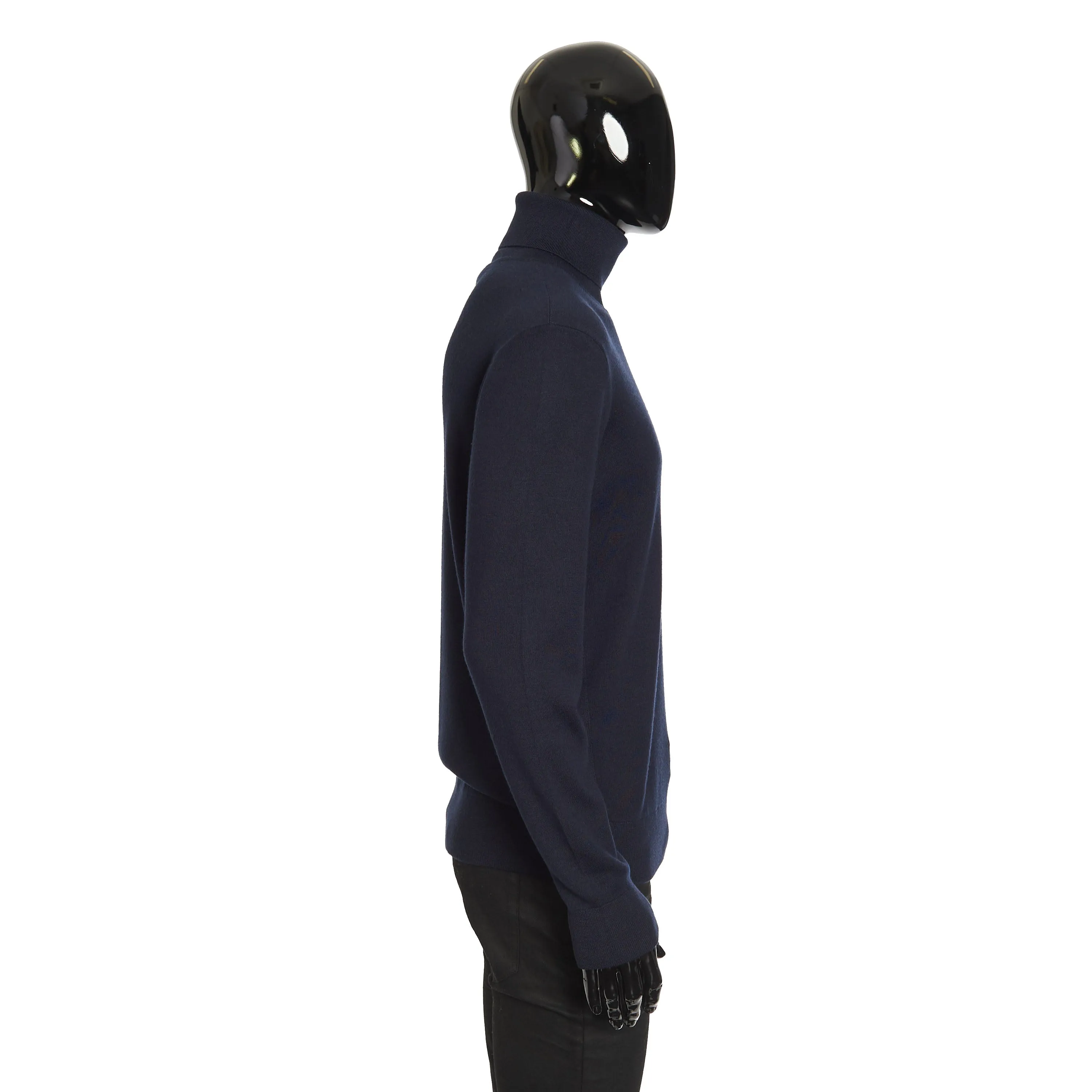Balfour Turtleneck Sweater In Navy Blue Silk, Cashmere & Virgin Wool