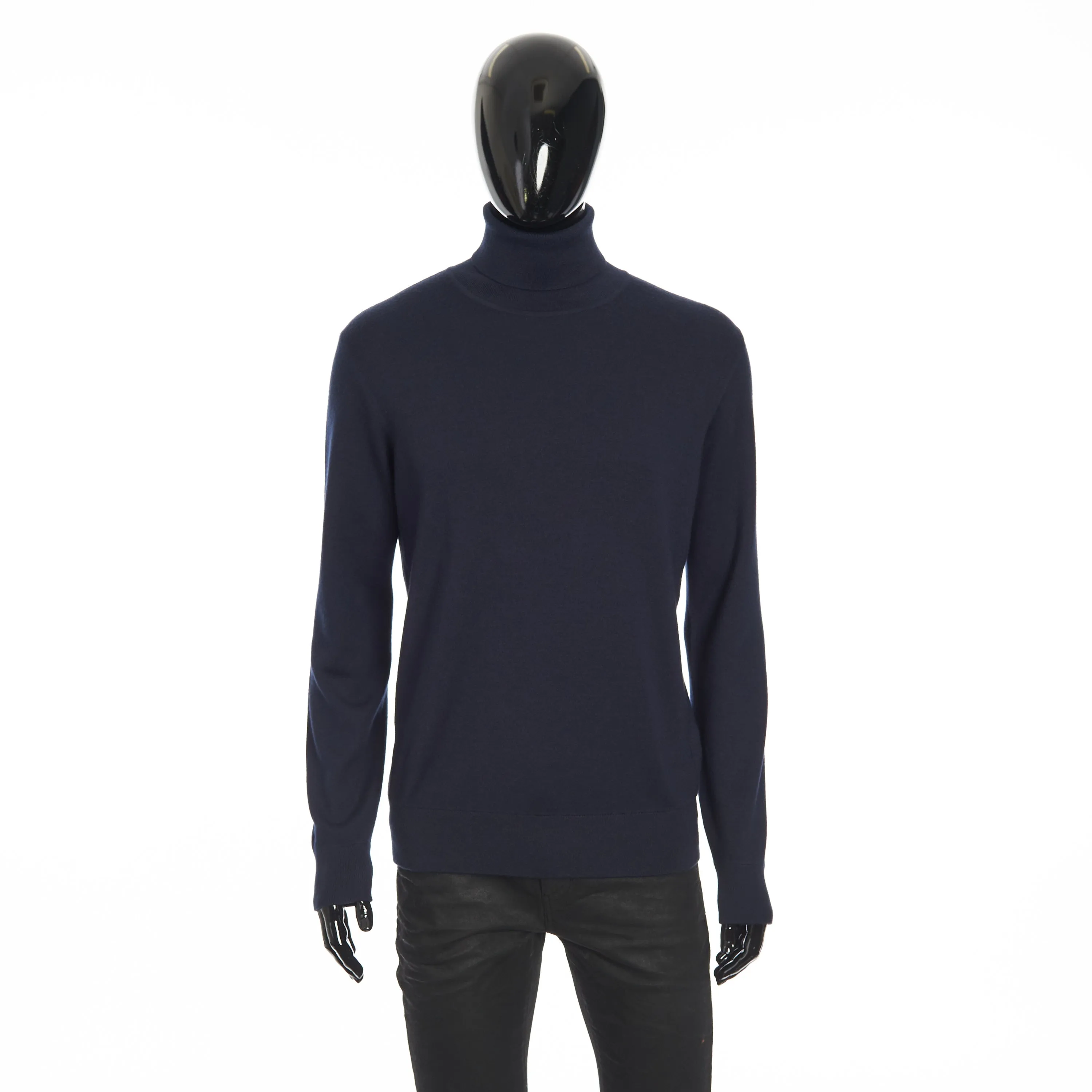 Balfour Turtleneck Sweater In Navy Blue Silk, Cashmere & Virgin Wool