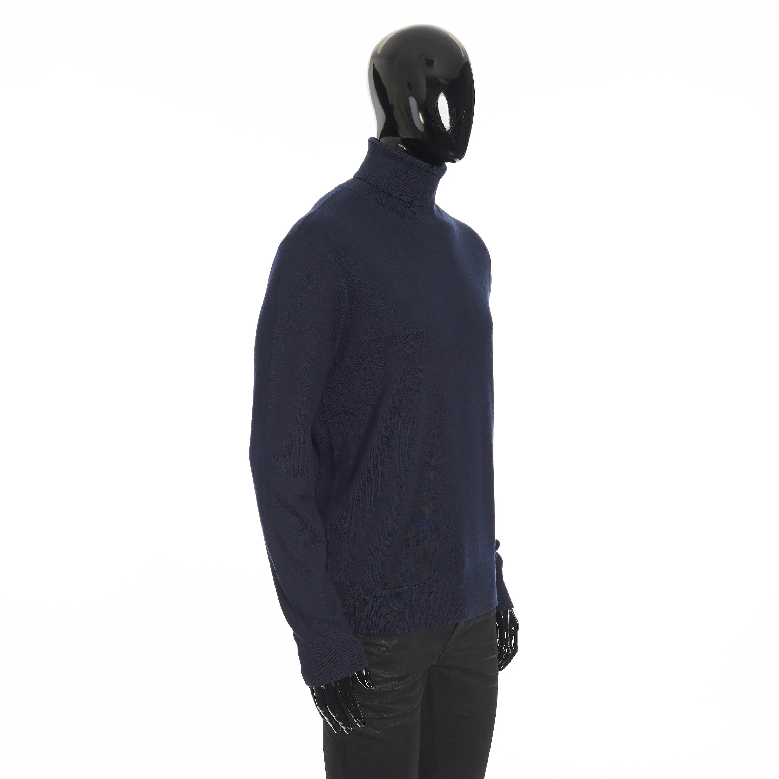 Balfour Turtleneck Sweater In Navy Blue Silk, Cashmere & Virgin Wool