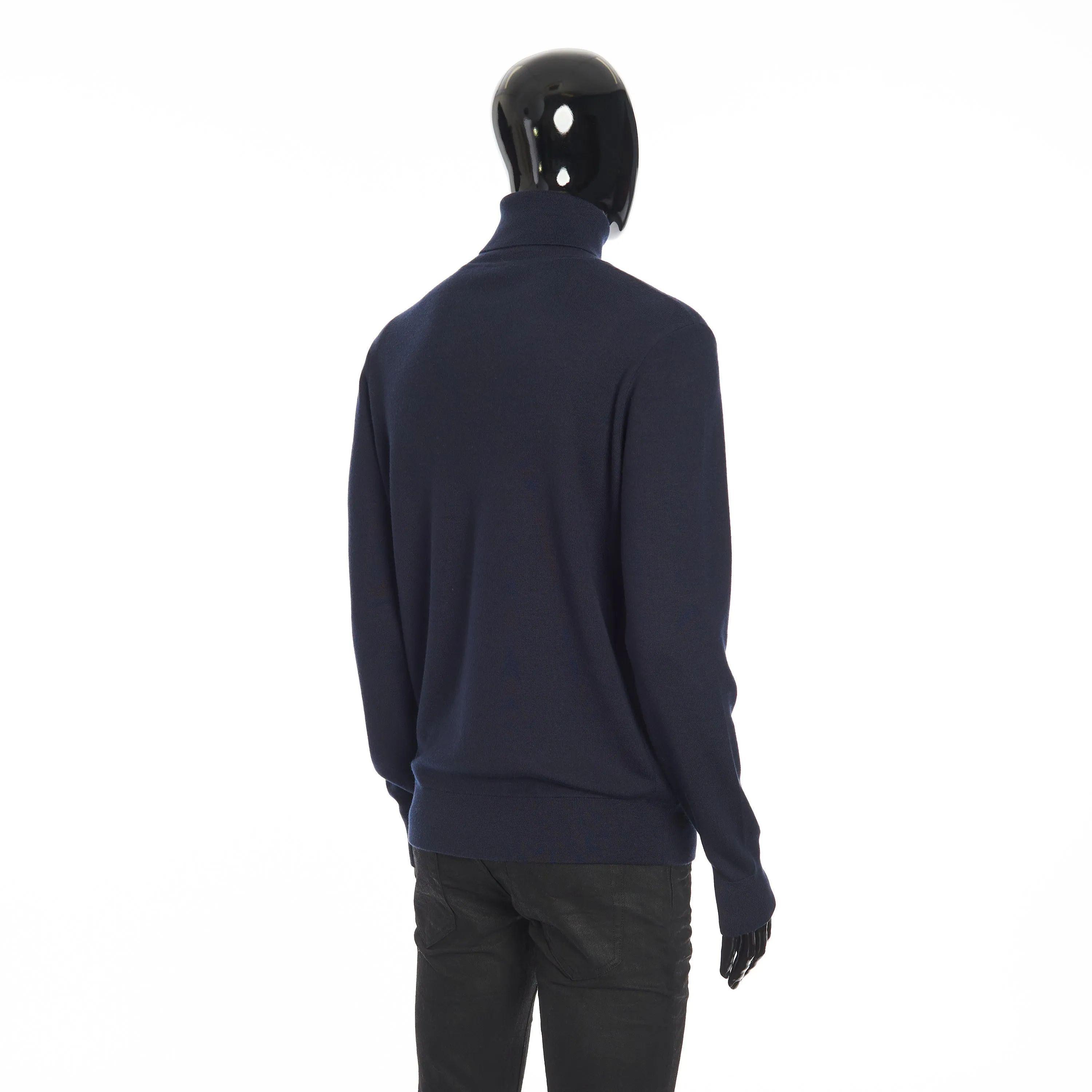 Balfour Turtleneck Sweater In Navy Blue Silk, Cashmere & Virgin Wool