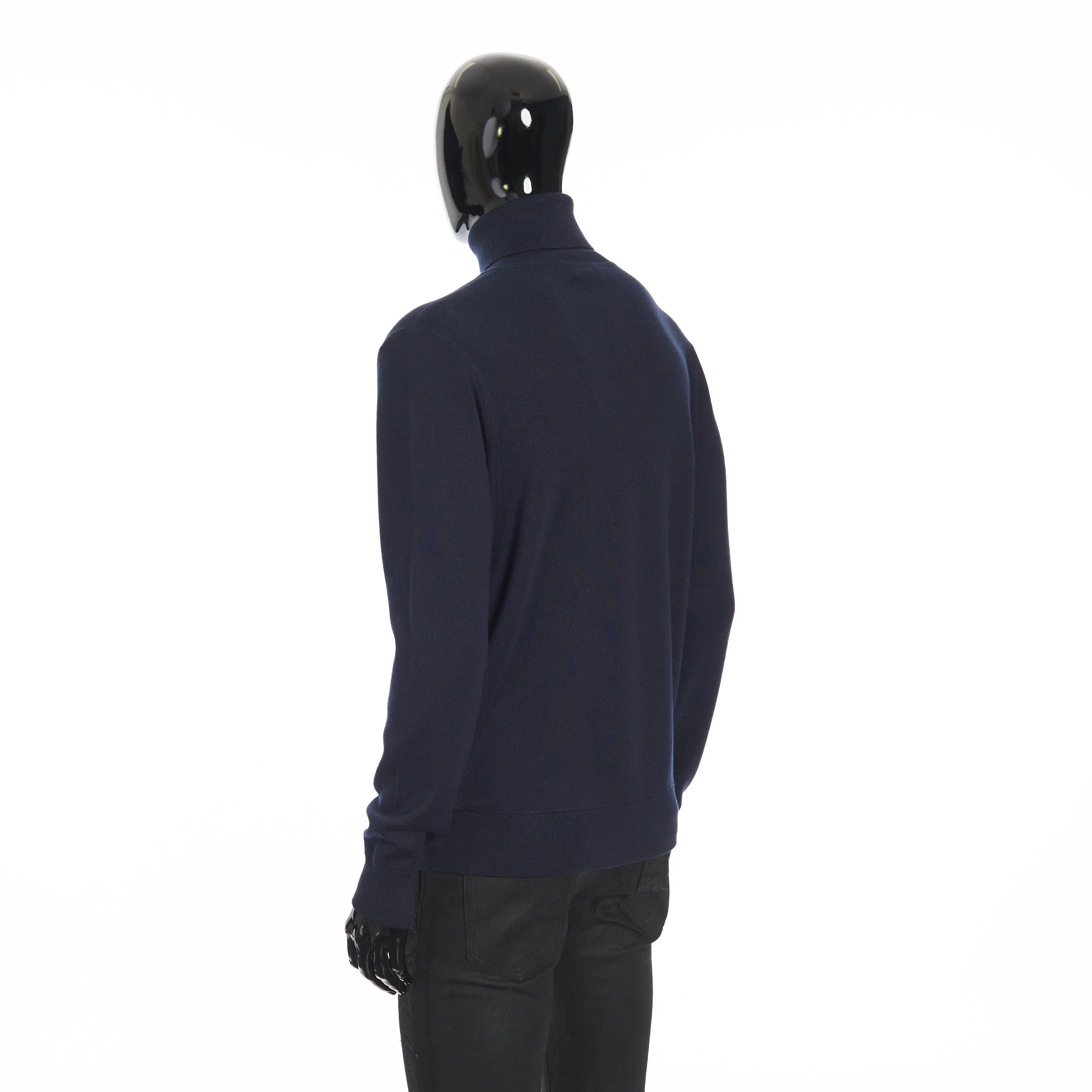 Balfour Turtleneck Sweater In Navy Blue Silk, Cashmere & Virgin Wool