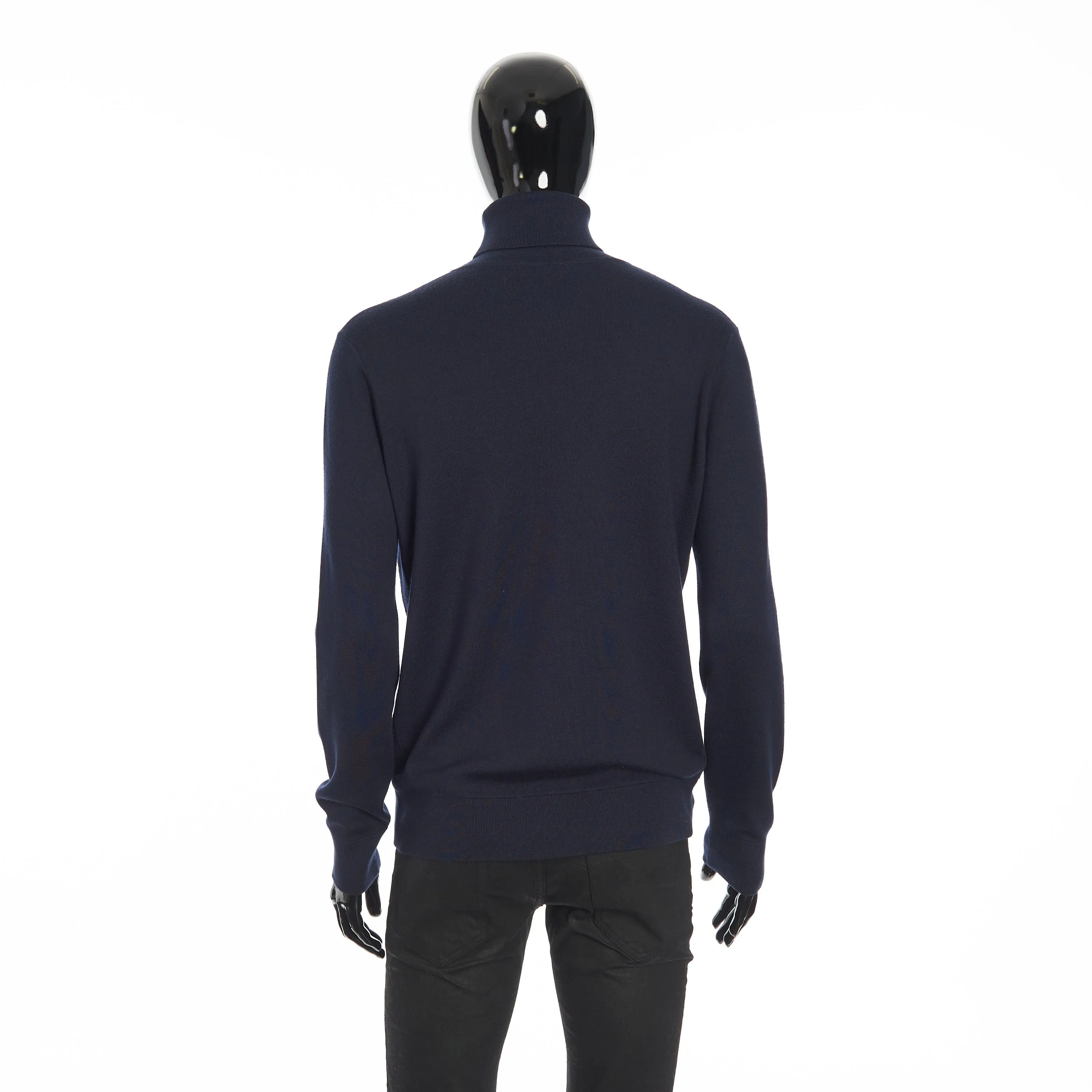 Balfour Turtleneck Sweater In Navy Blue Silk, Cashmere & Virgin Wool