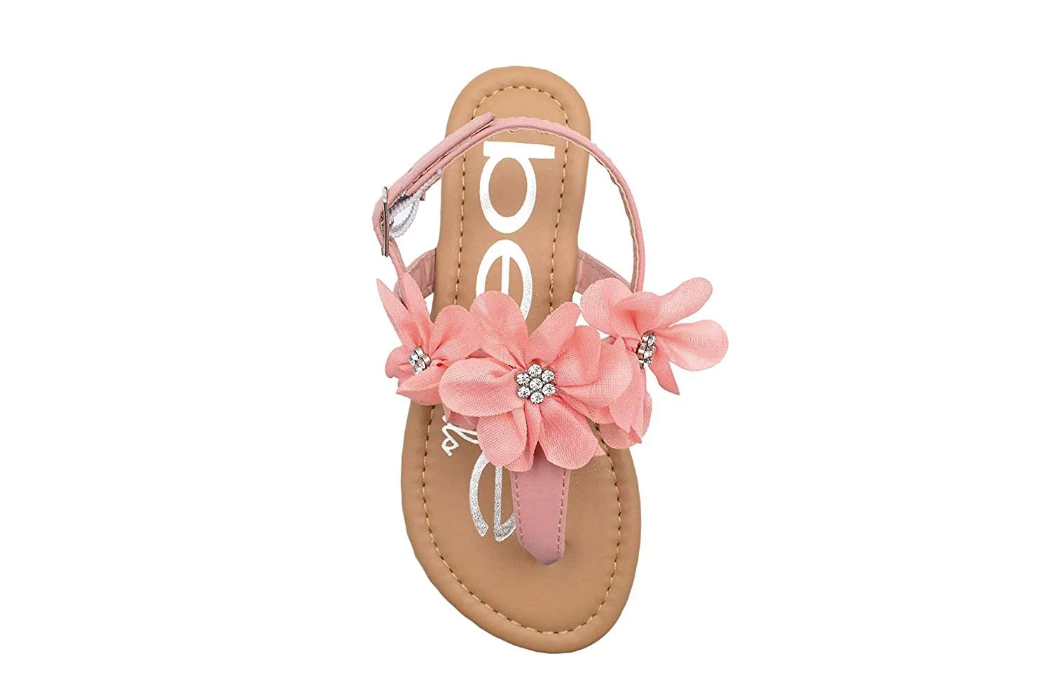 bebe Girls Fashion Sandals Little Kid Thong Sandal, Chiffon Flowers & Rhinestone