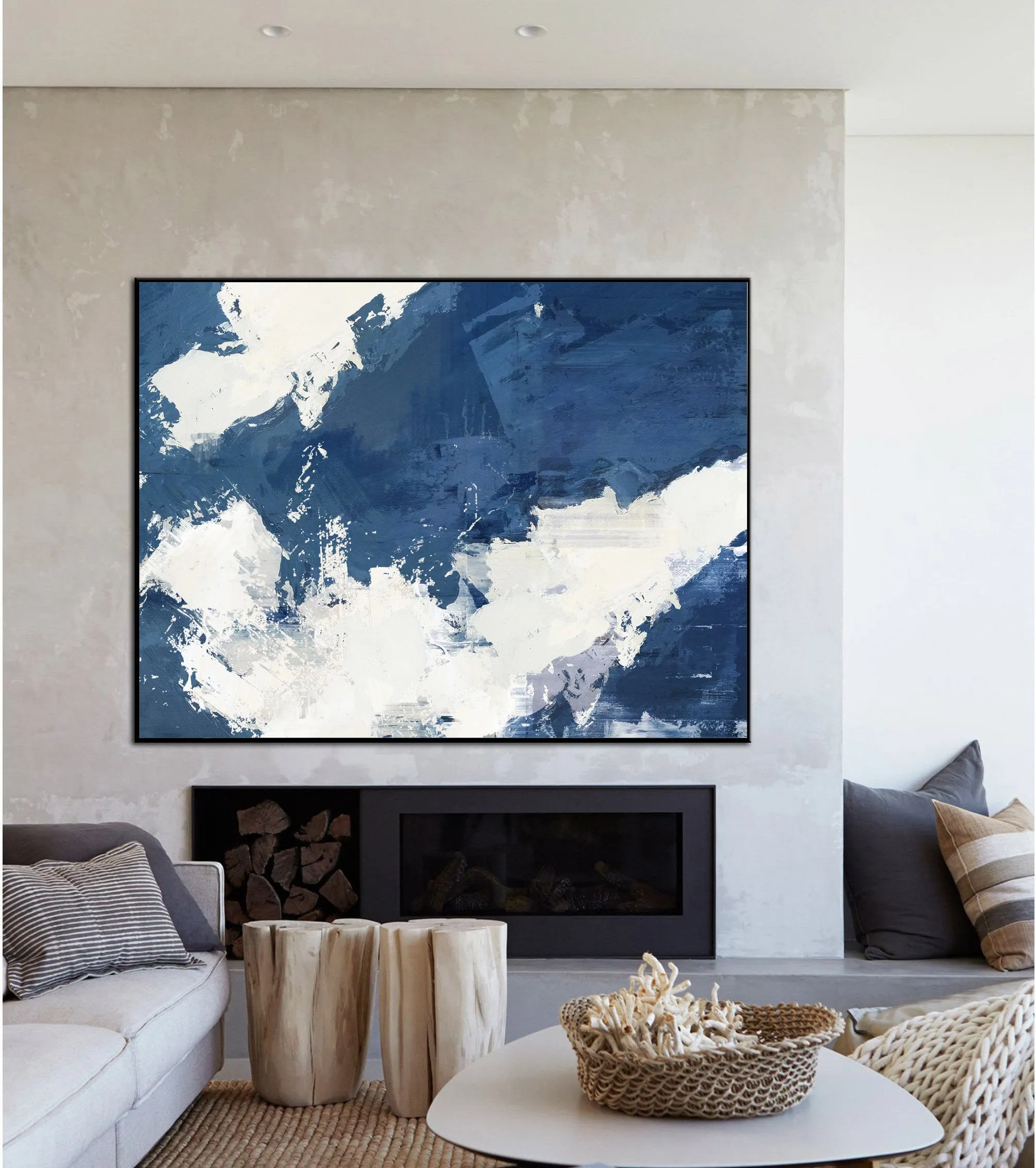 Blue White Abstract Painting White Cloud Painting Big Wall Paintings Dp127