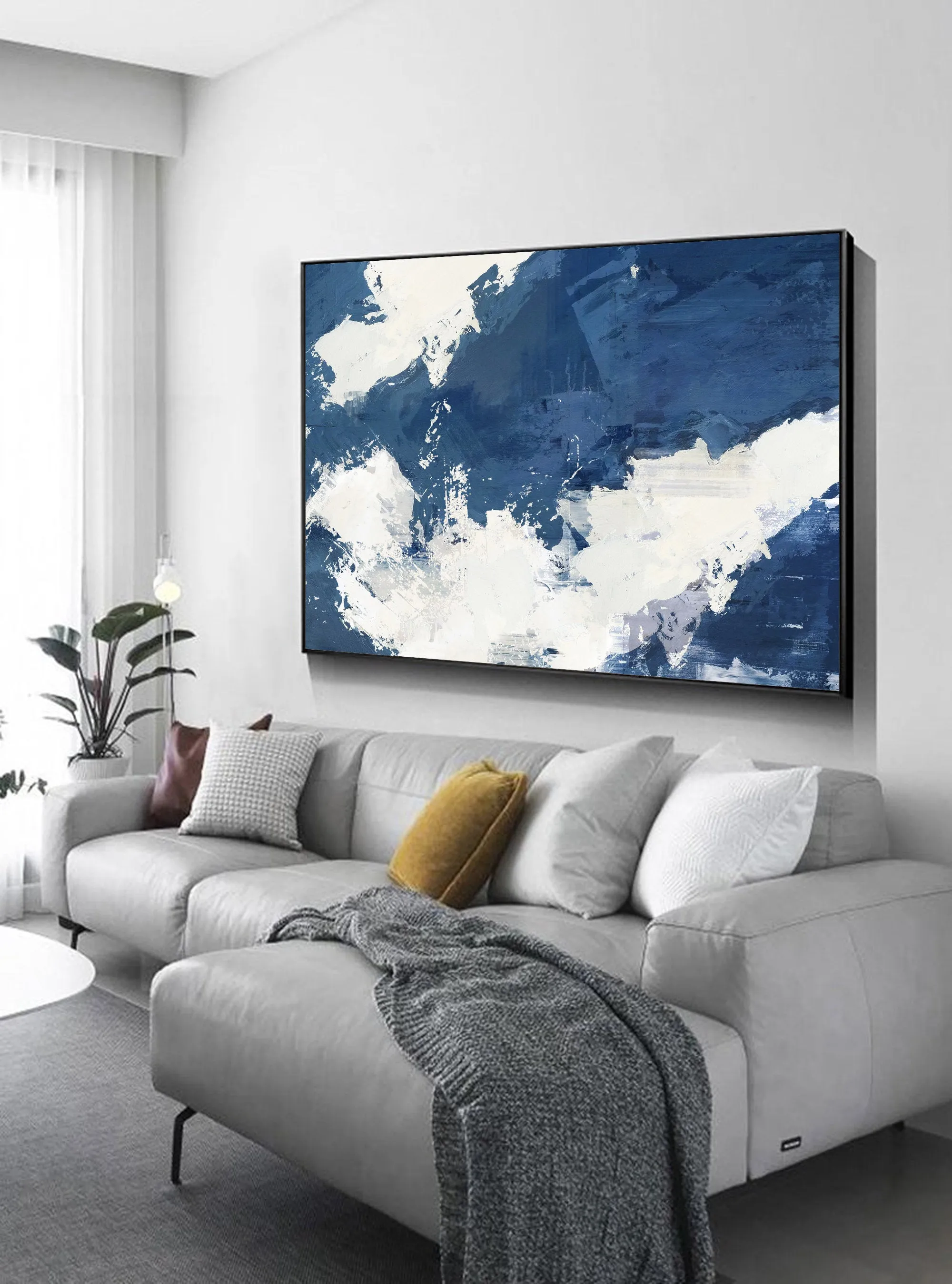 Blue White Abstract Painting White Cloud Painting Big Wall Paintings Dp127