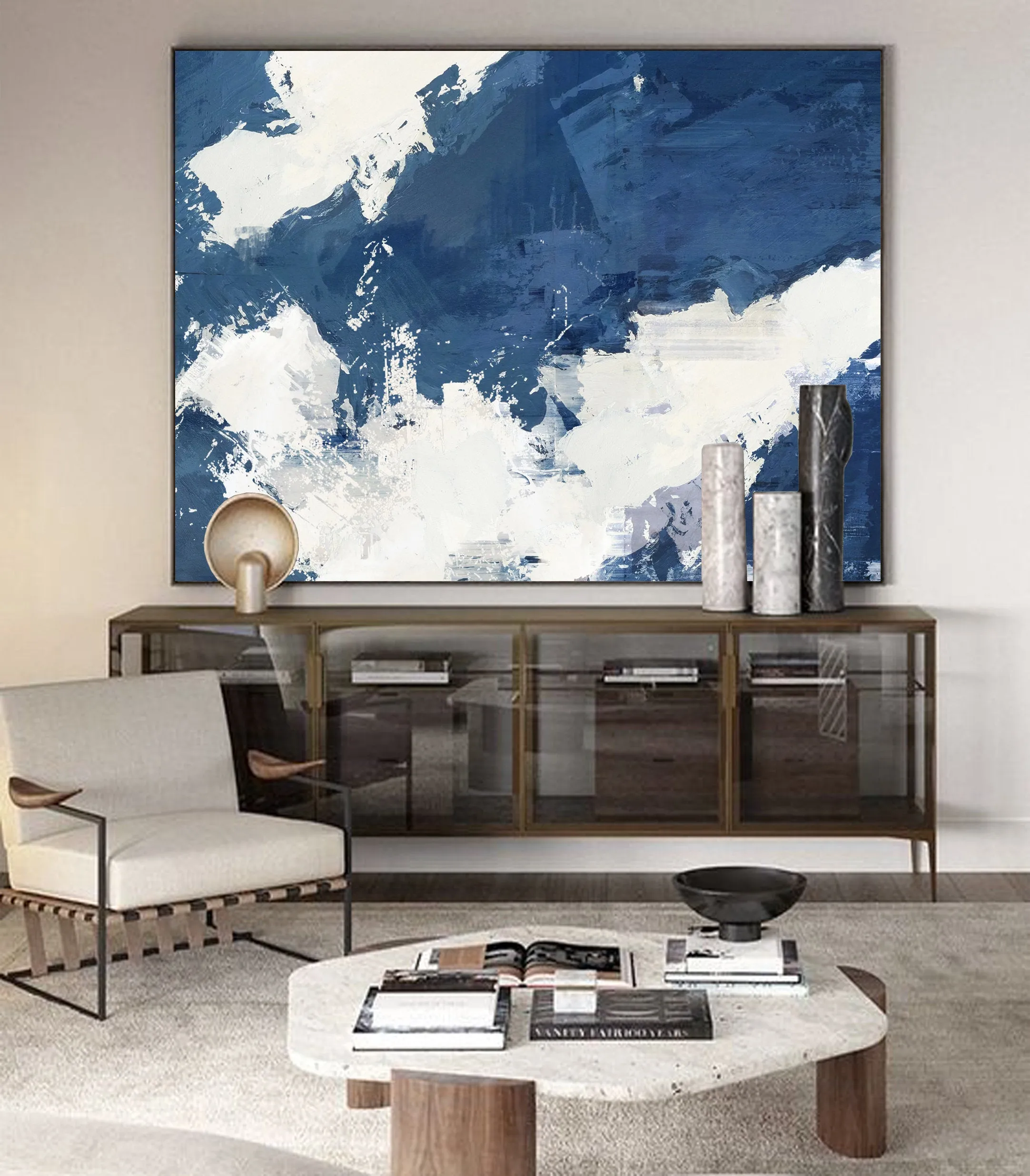 Blue White Abstract Painting White Cloud Painting Big Wall Paintings Dp127