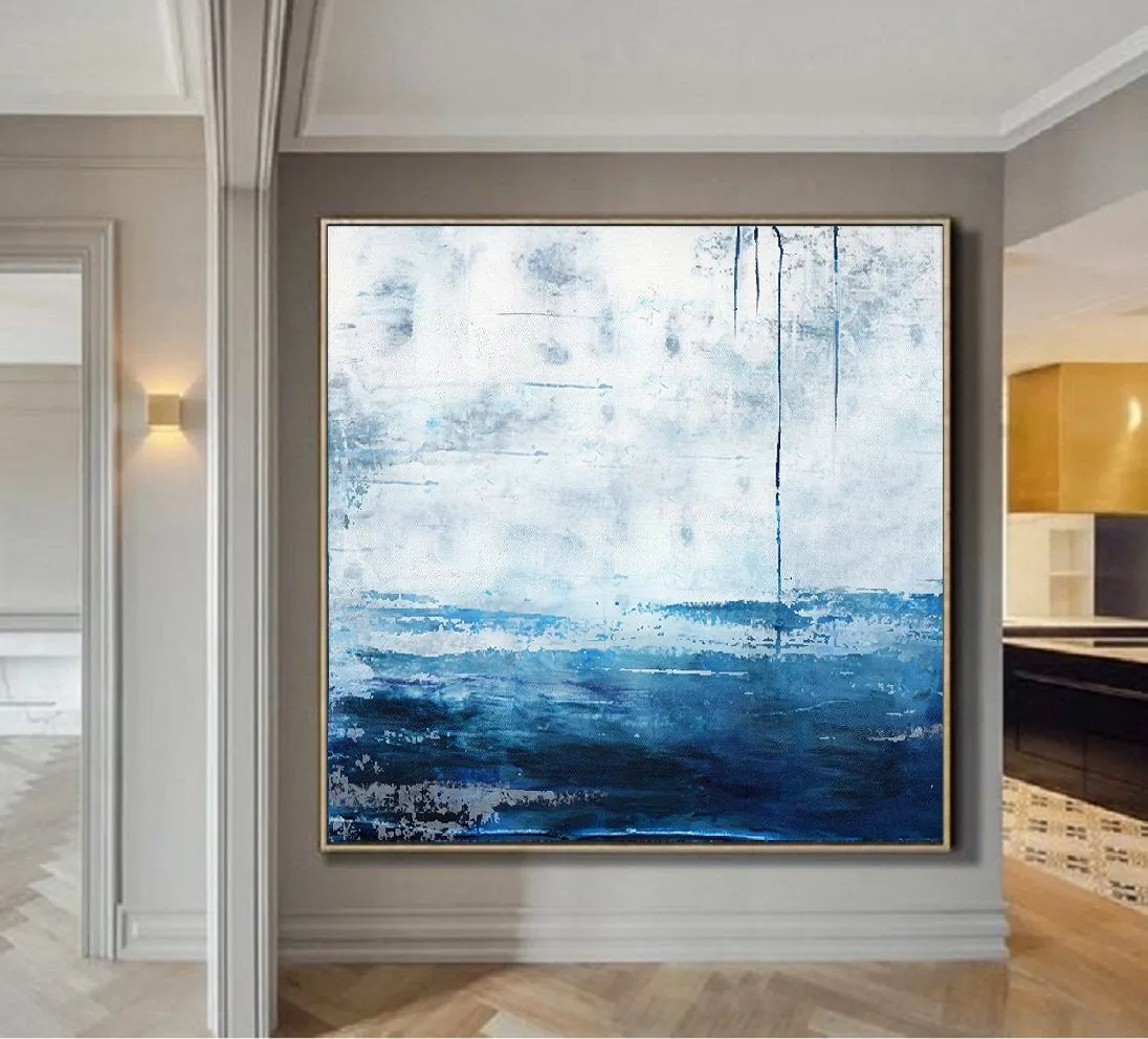 Blue White Sea Abstract Oil Painting Large Wall Sky Oil Painting Np036