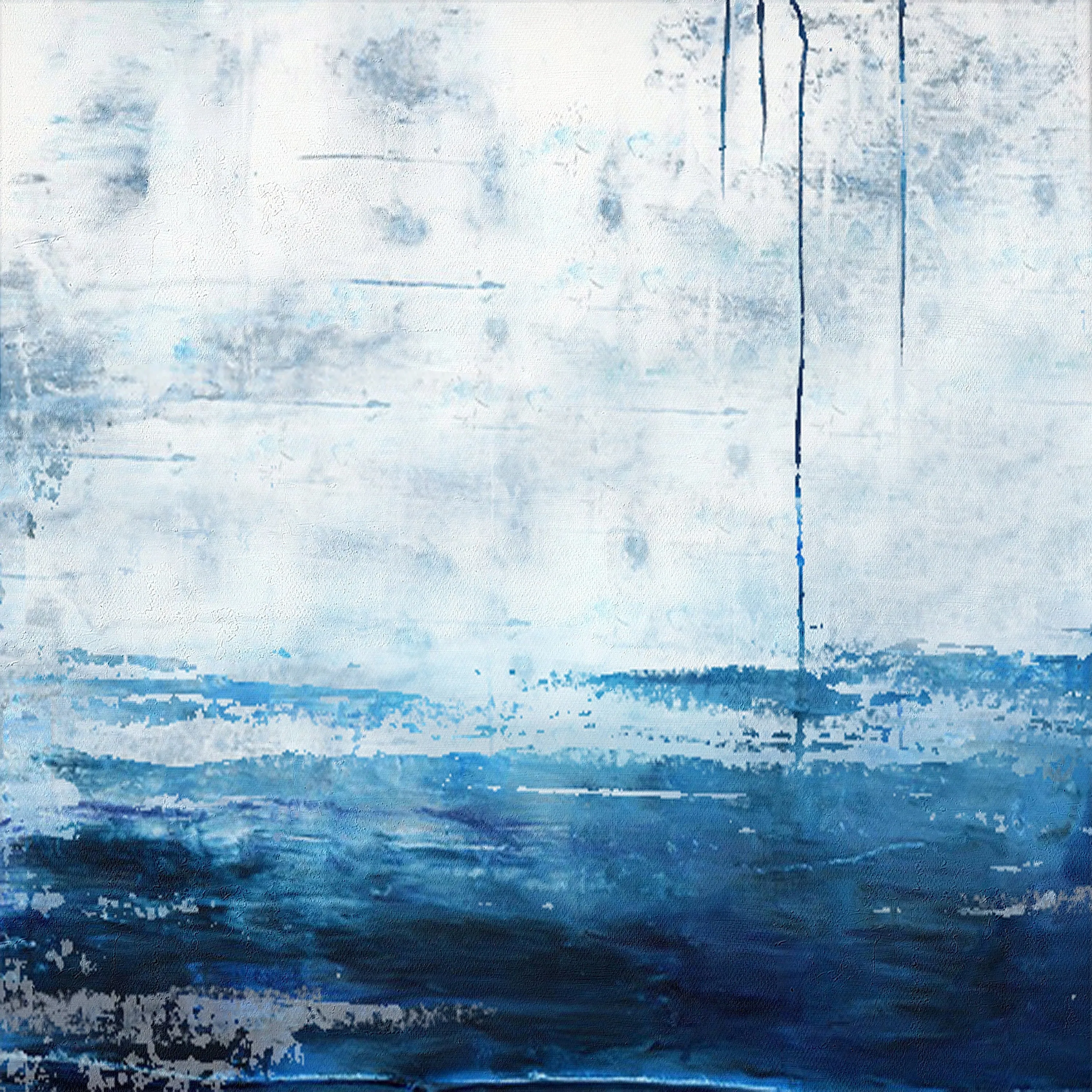 Blue White Sea Abstract Oil Painting Large Wall Sky Oil Painting Np036