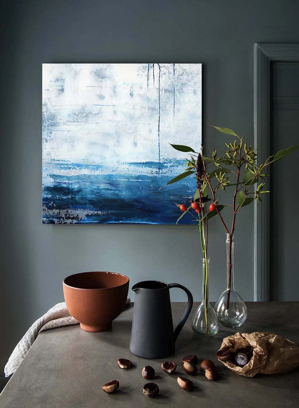 Blue White Sea Abstract Oil Painting Large Wall Sky Oil Painting Np036
