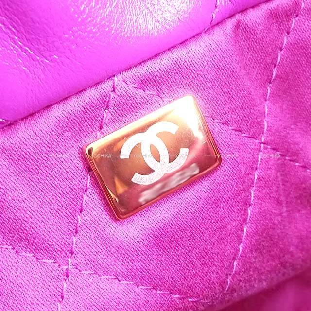CHANEL Shoulder bag CHANEL 22 Mini Matrasse With Medal Charm Chain Bag Purple Shiny Calf Skin Gold HW AS3980[BRAND NEW][Authentic]