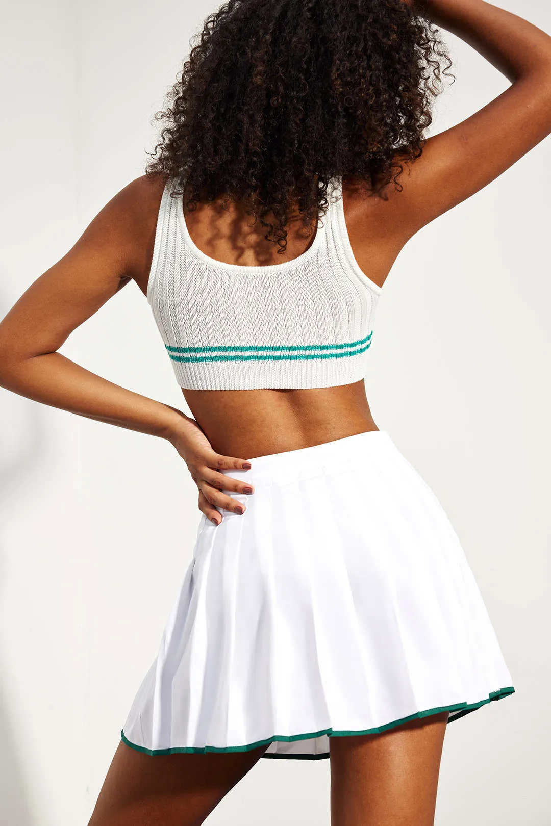 Contrast Pleated Mini Skirt