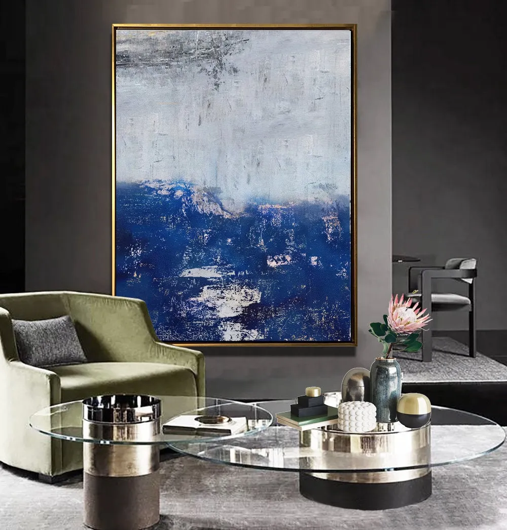 Deep Blue Abstract Painting Canvas Art Large Size Np058