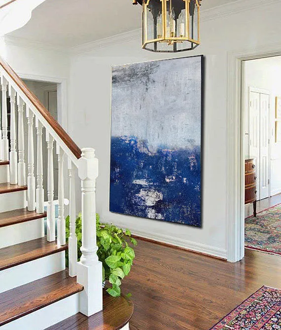 Deep Blue Abstract Painting Canvas Art Large Size Np058