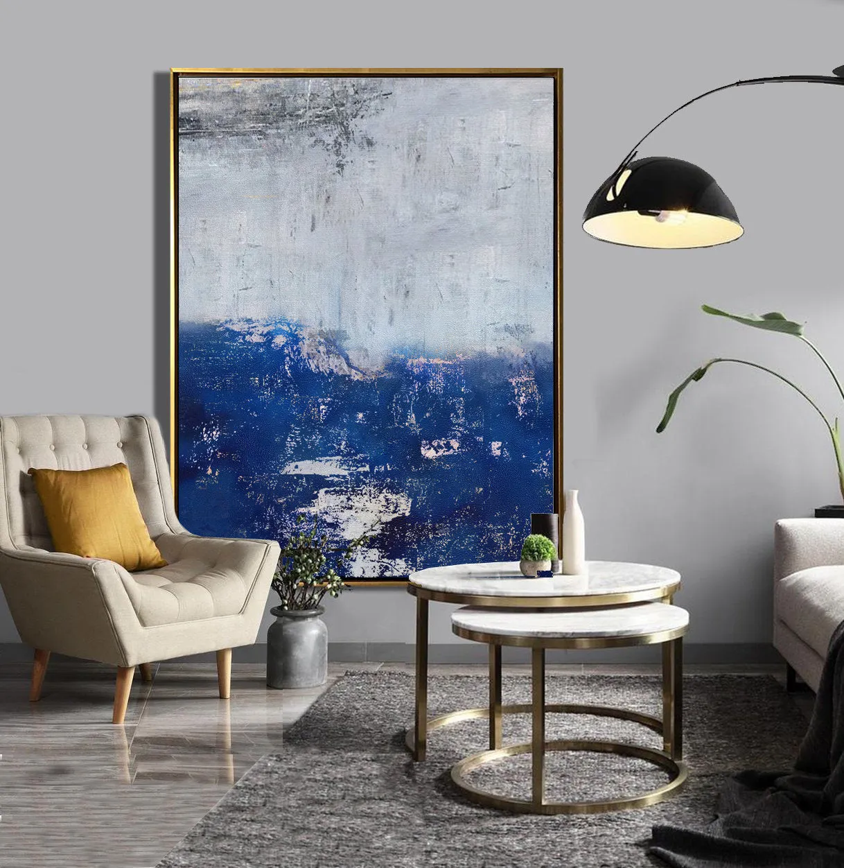Deep Blue Abstract Painting Canvas Art Large Size Np058