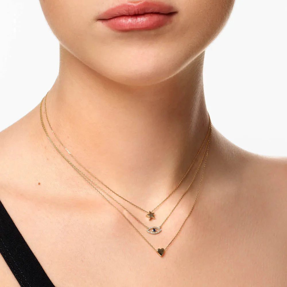 Diamond Evil Eye Necklace in 10k Gold