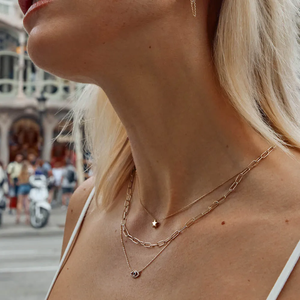 Diamond Evil Eye Necklace in 10k Gold