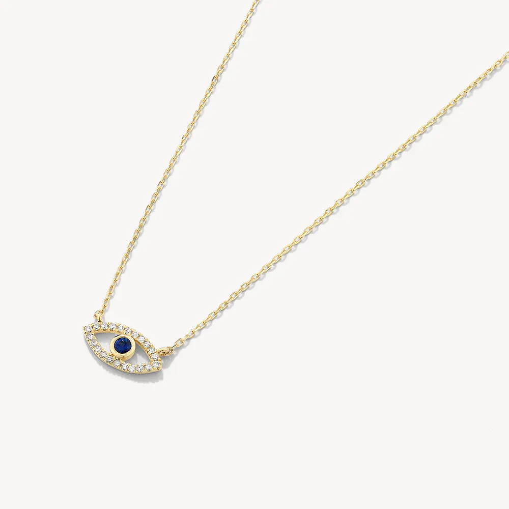Diamond Evil Eye Necklace in 10k Gold