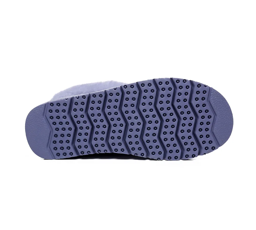 EVERAU® UGG Sheepskin Wool Collar Ankle Slippers Mallow