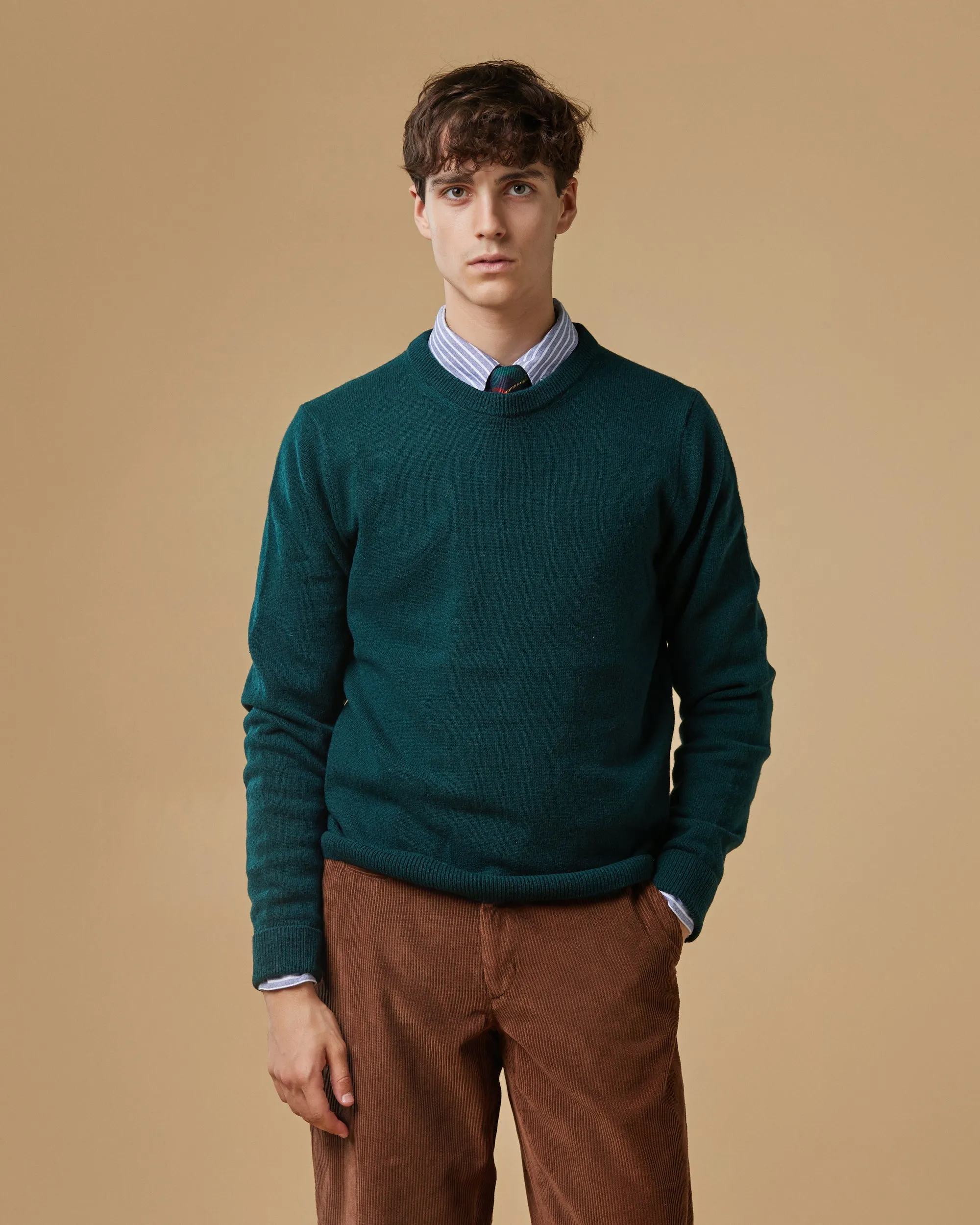 Extrafine Merino Wool Crew Neck - Green