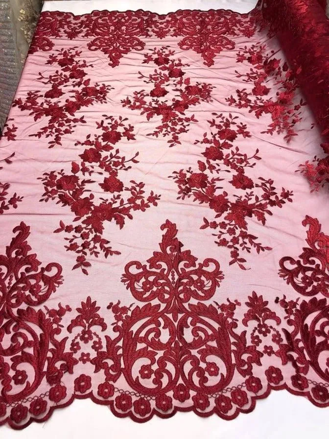 Floral Flower Mesh Lace Wedding Prom Dress Fabric By The Yard