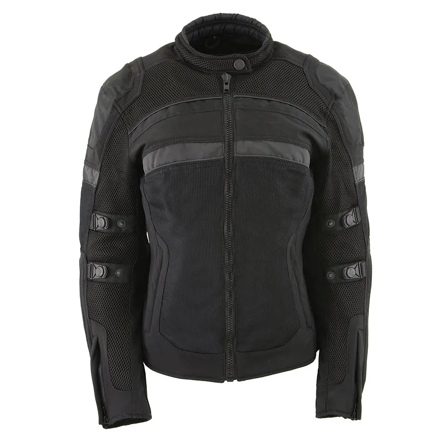 Ladies Black Nylon/Mesh Racing Jacket w/ Removable Armor