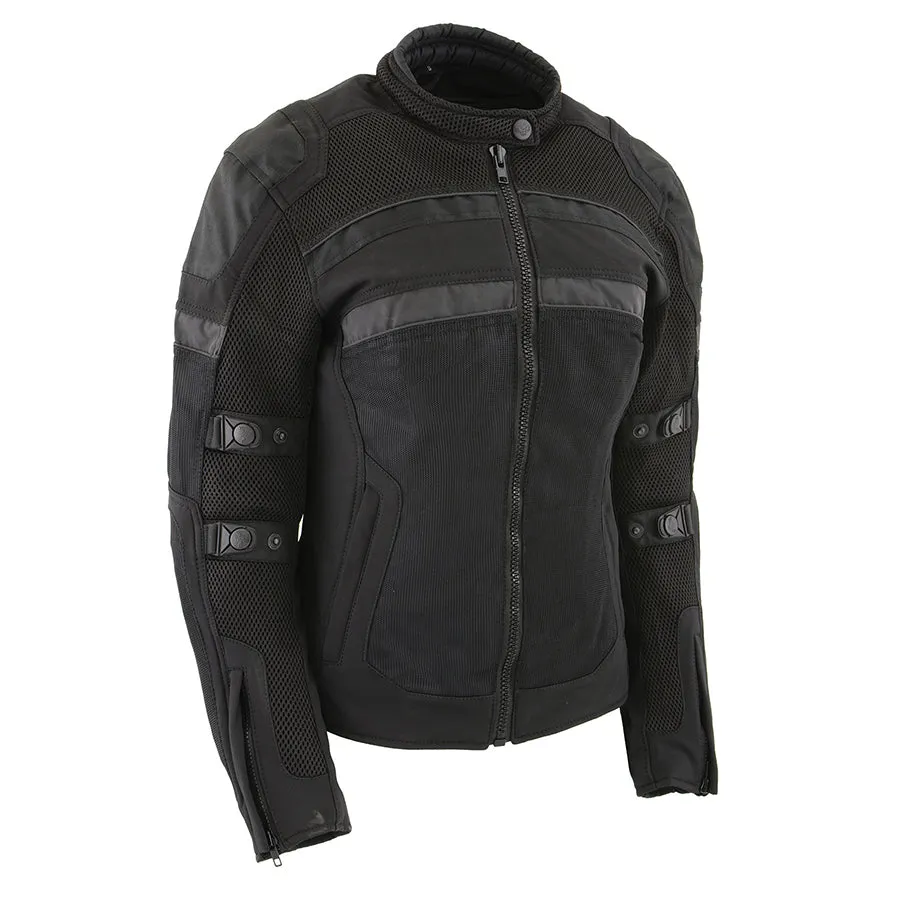 Ladies Black Nylon/Mesh Racing Jacket w/ Removable Armor