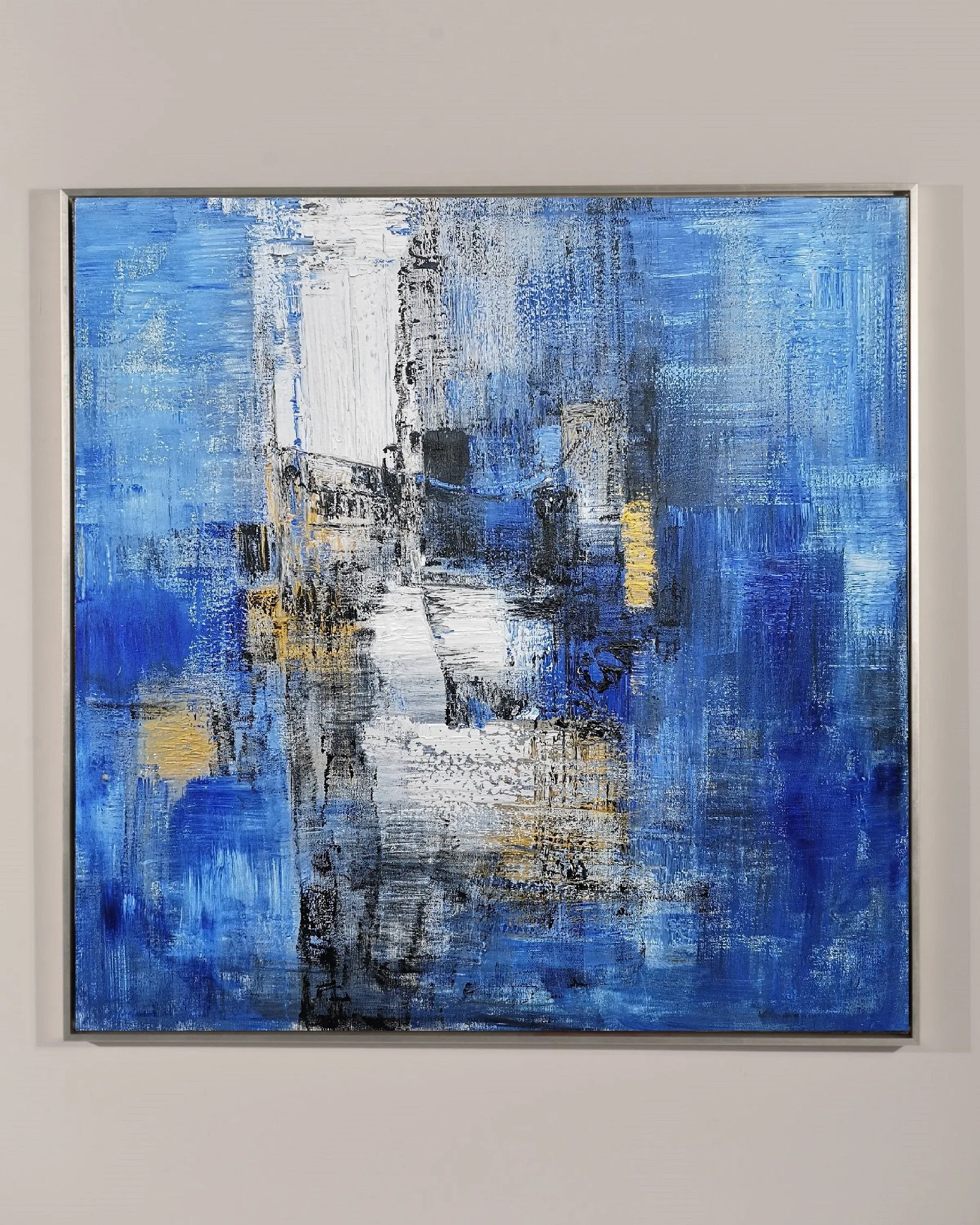 Large Blue Abstract Canvas Painting Minimalist Abstract Painting Dp133