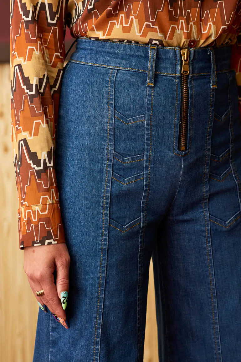 Little Jeanie Chevron Wide Leg Jeans - SSA444 - UK18