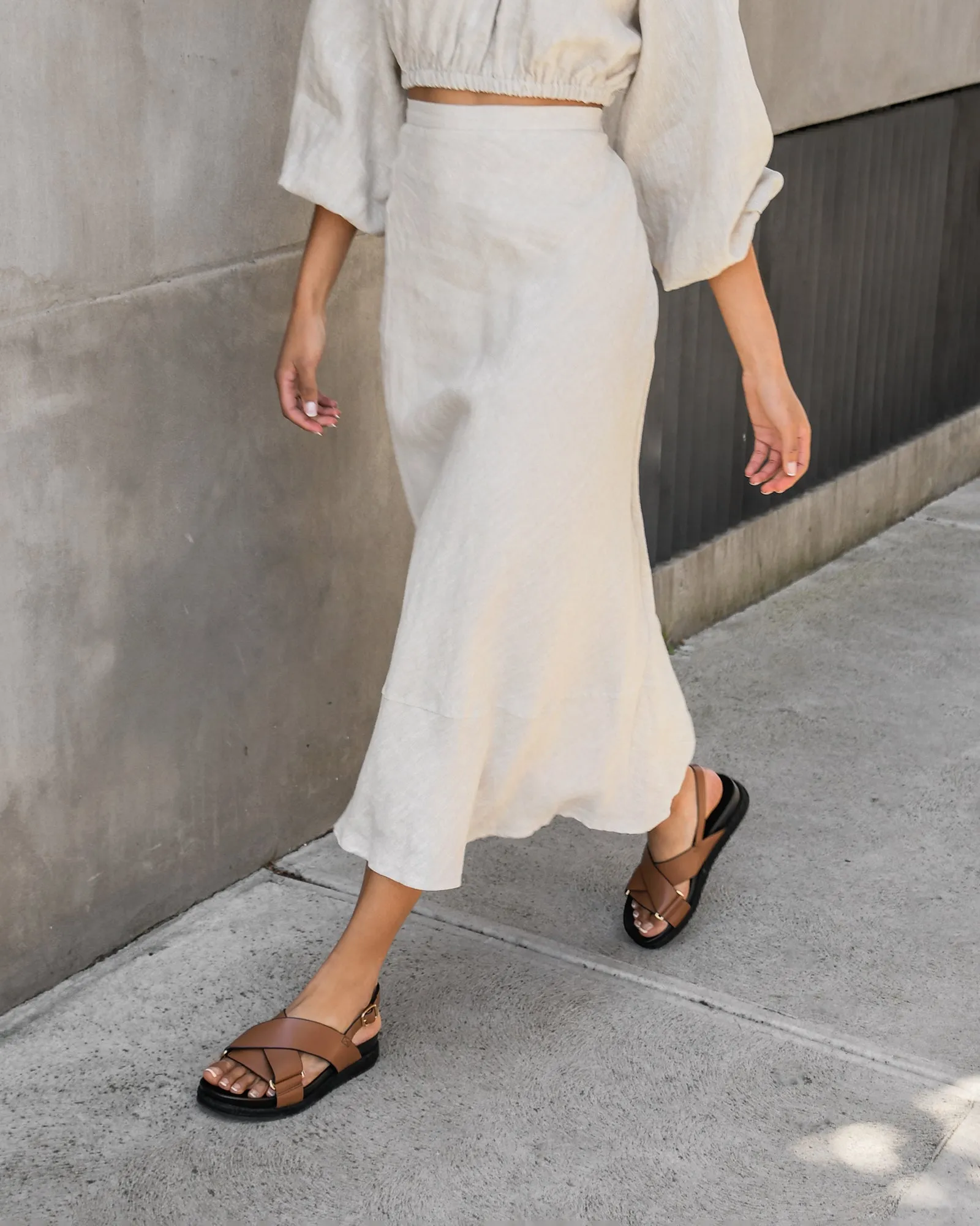 MILES FLAT ESPADRILLE SANDALS DARK TAN LEATHER